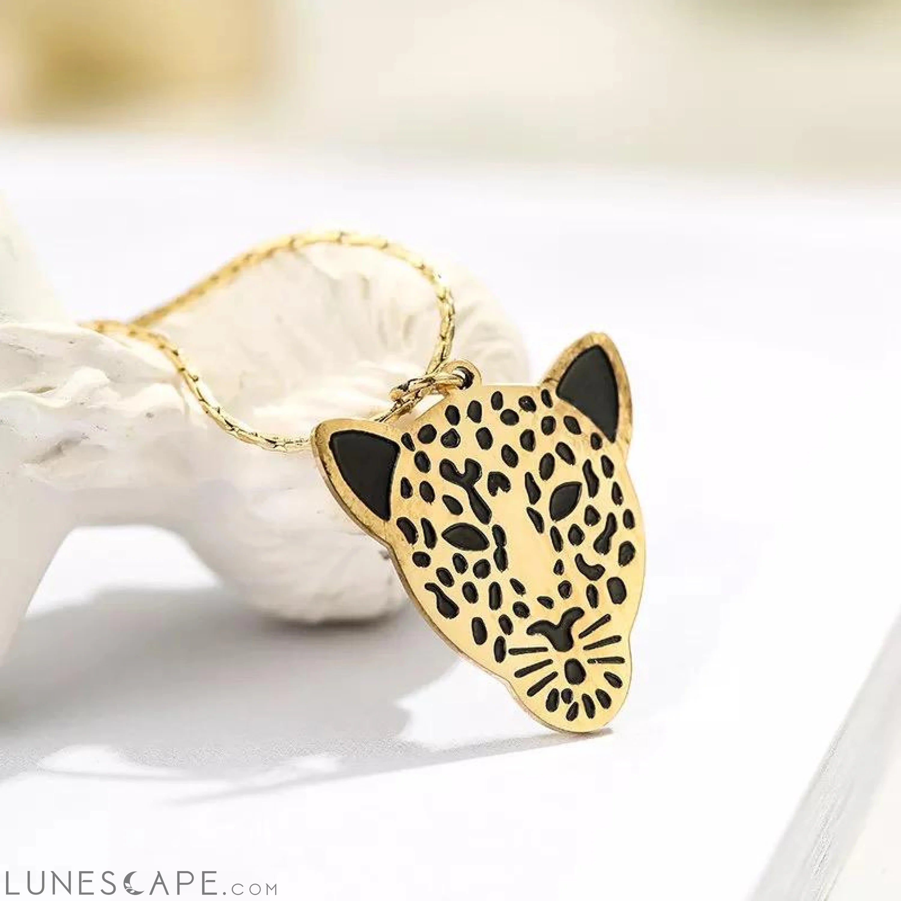 Golden Leopard Pendant Necklace LUNESCAPE