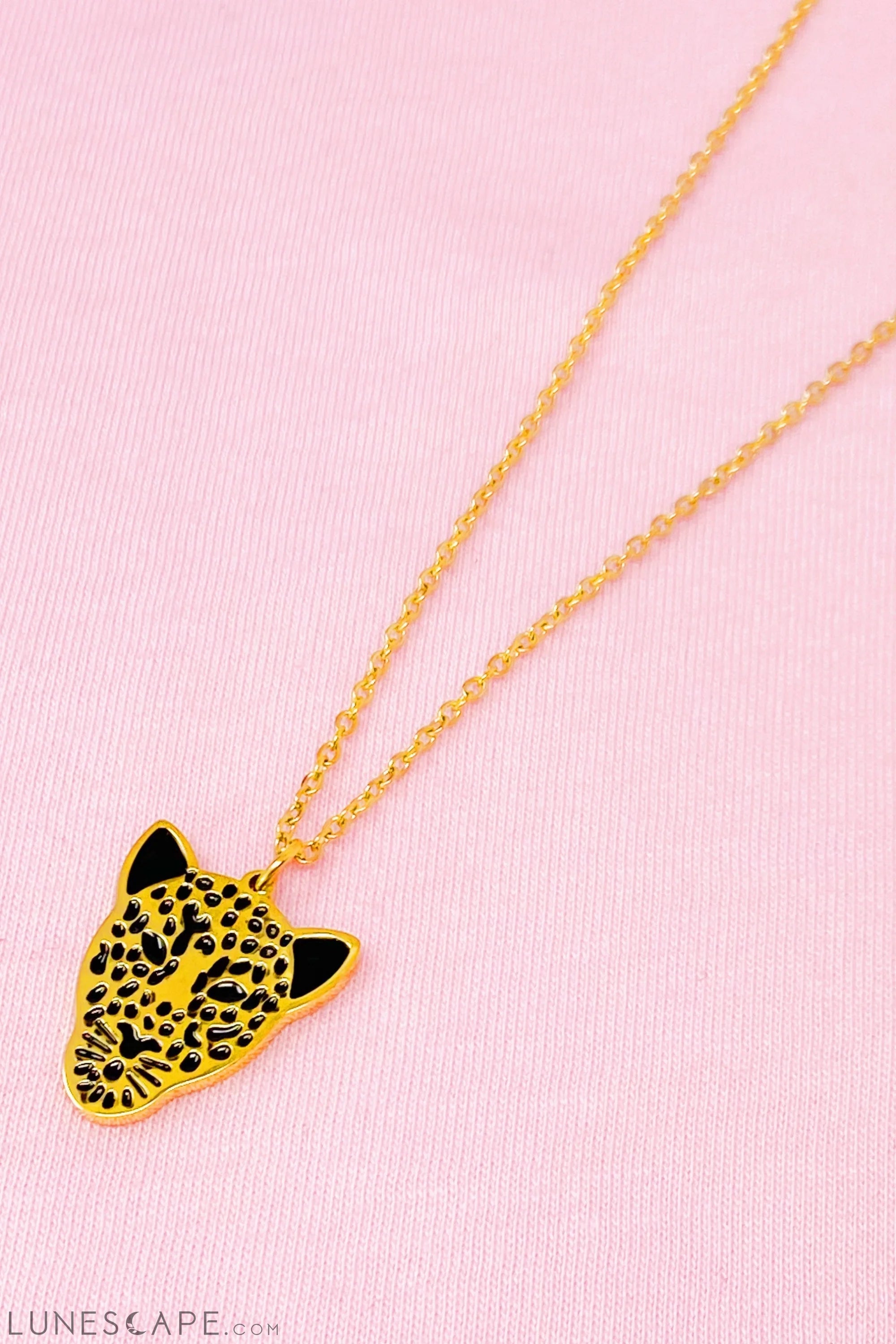 Golden Leopard Pendant Necklace LUNESCAPE