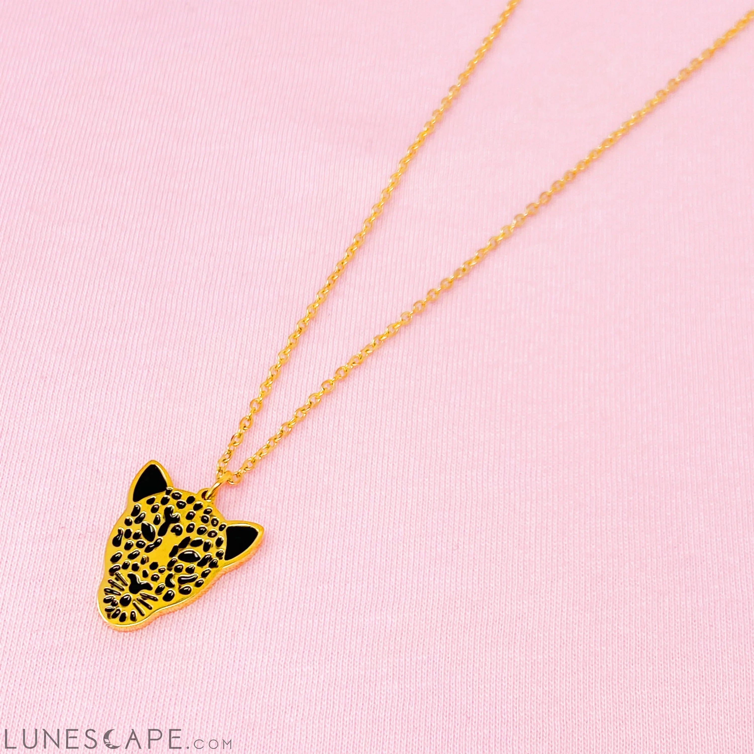 Golden Leopard Pendant Necklace LUNESCAPE