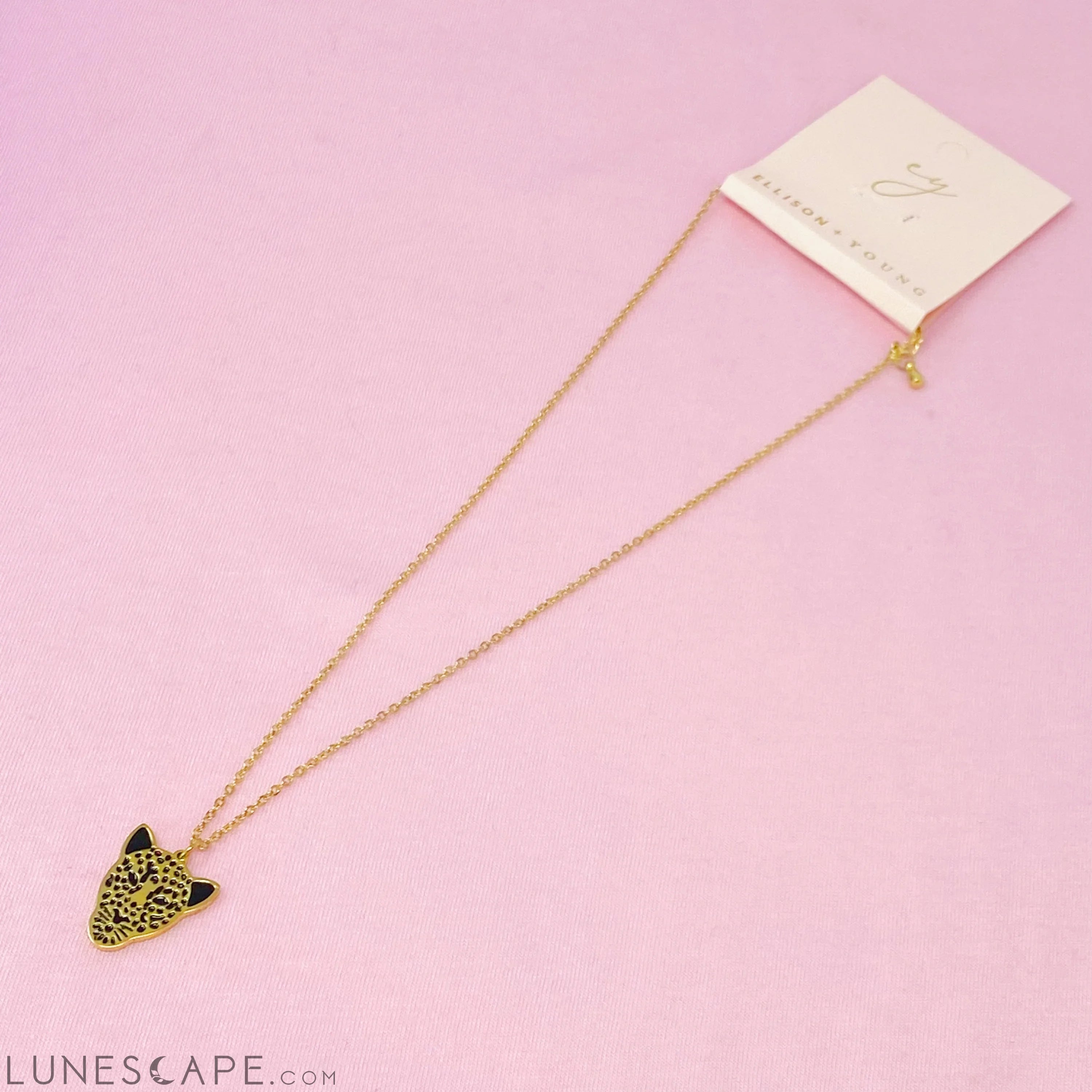 Golden Leopard Pendant Necklace LUNESCAPE