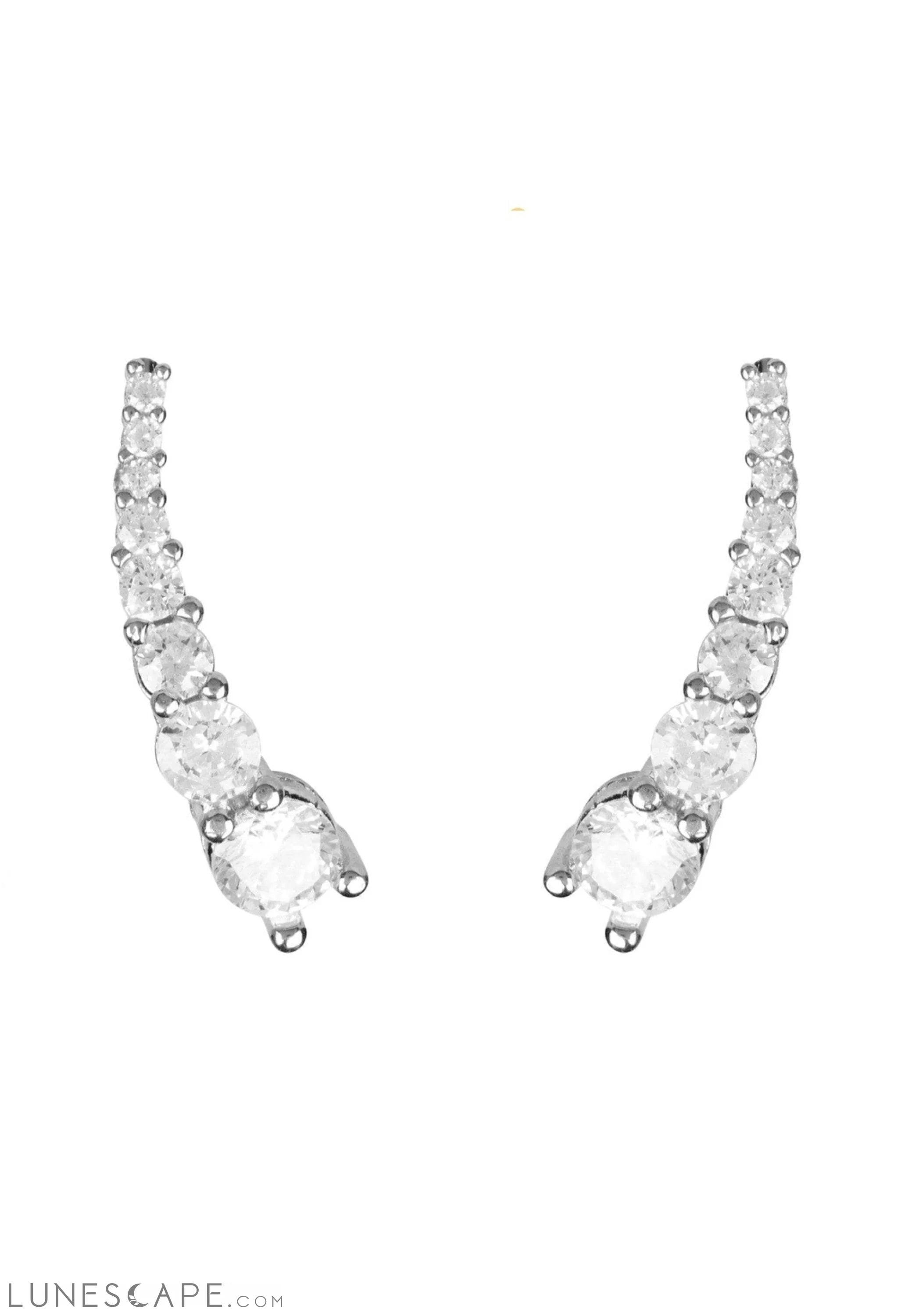 Graduated Ear Climber Pair Silver LUNESCAPE