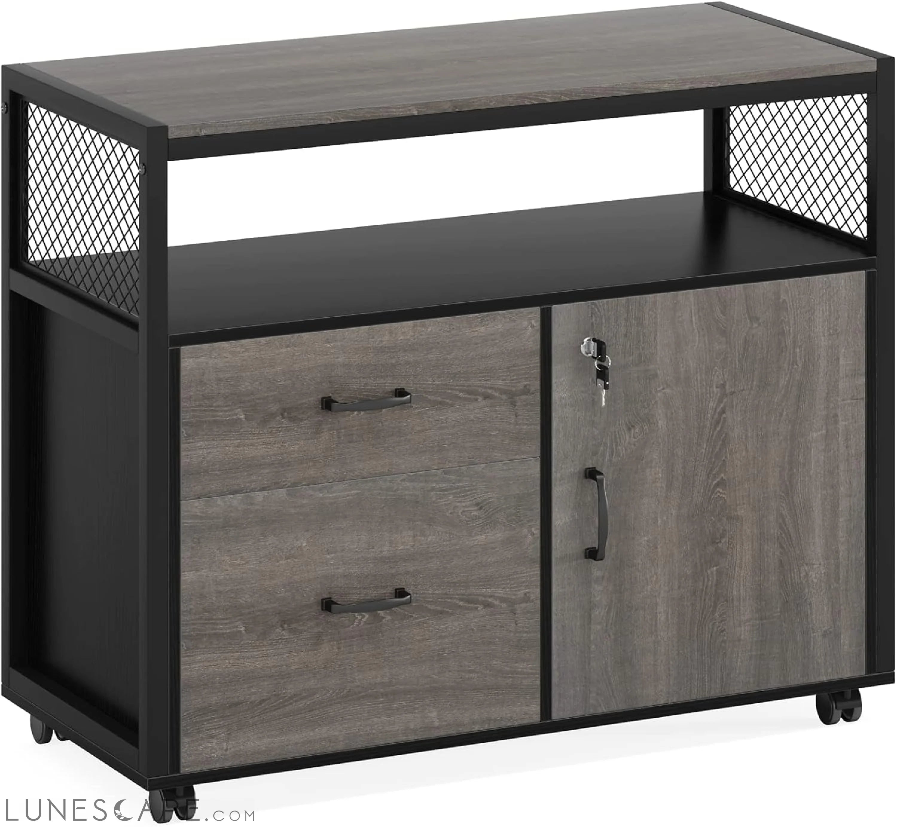 Gray L-Shaped Desk, 55", Storage LUNESCAPE