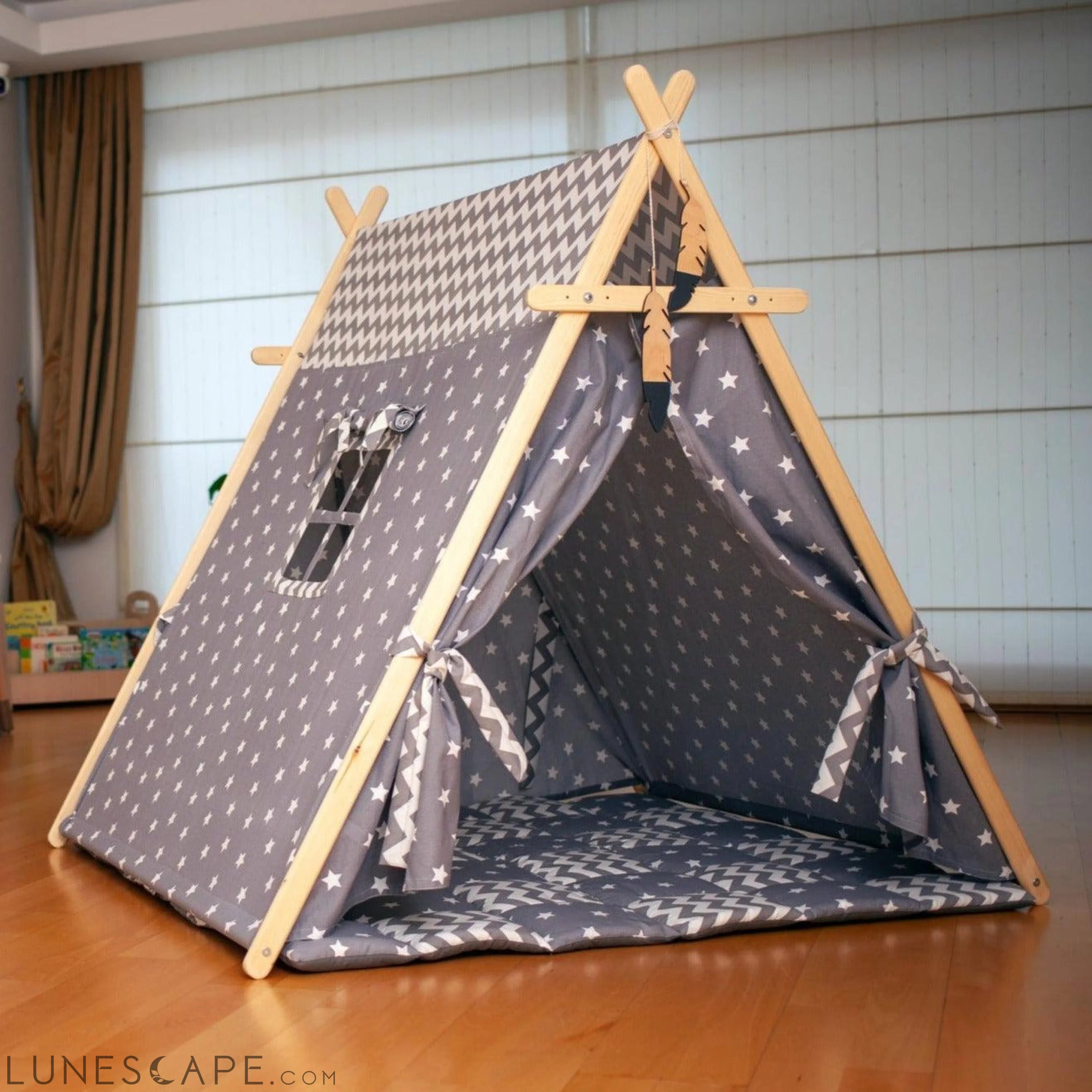 Gray Stars Play Tent and Play Mat LUNESCAPE