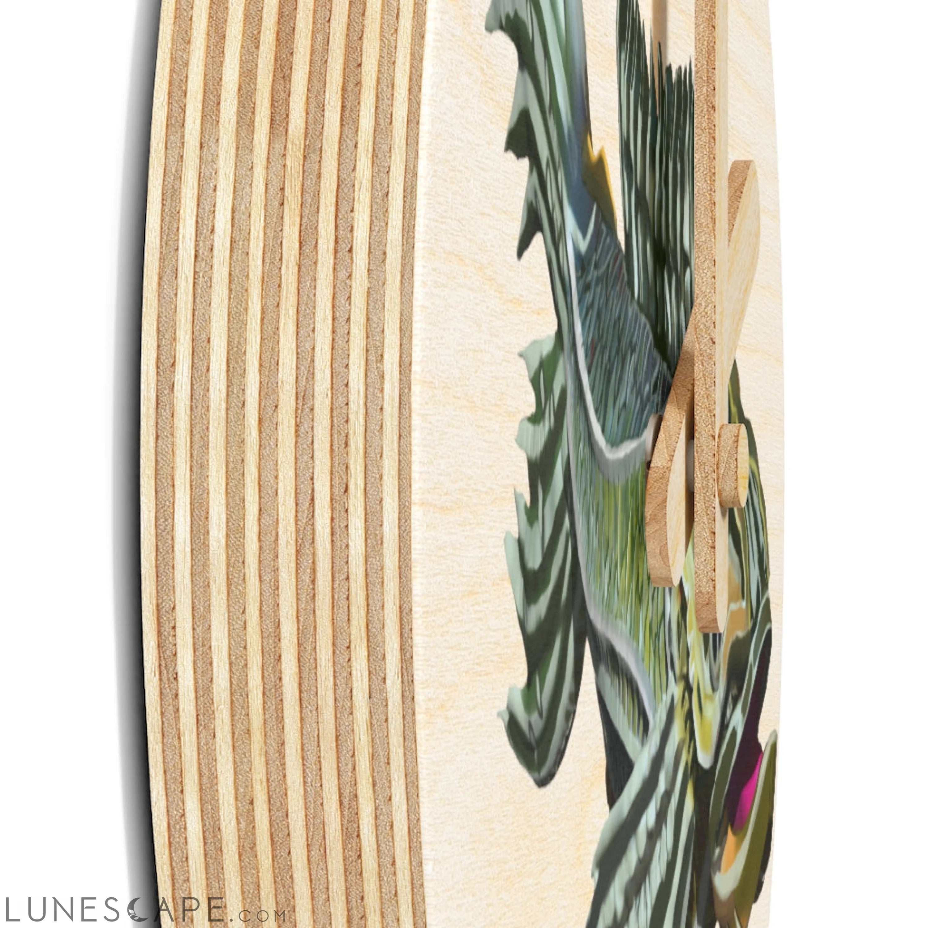 Green Fish Wooden Wall Clock LUNESCAPE