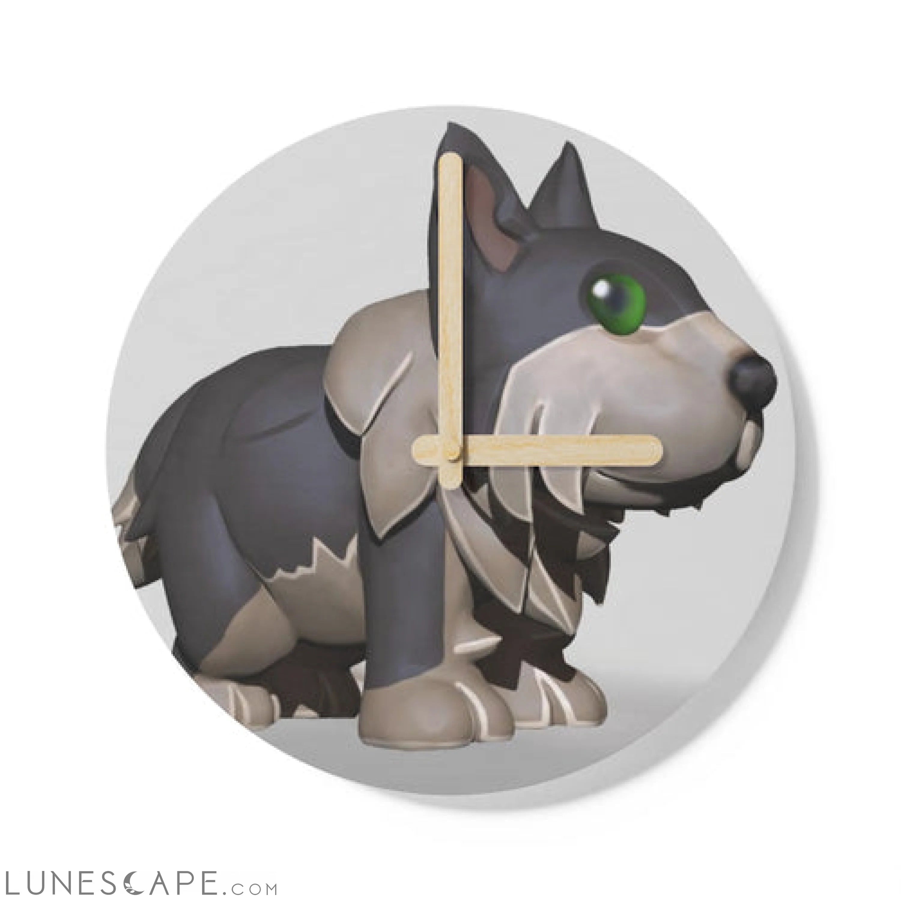 Grey Dog Wooden Wall Clock LUNESCAPE