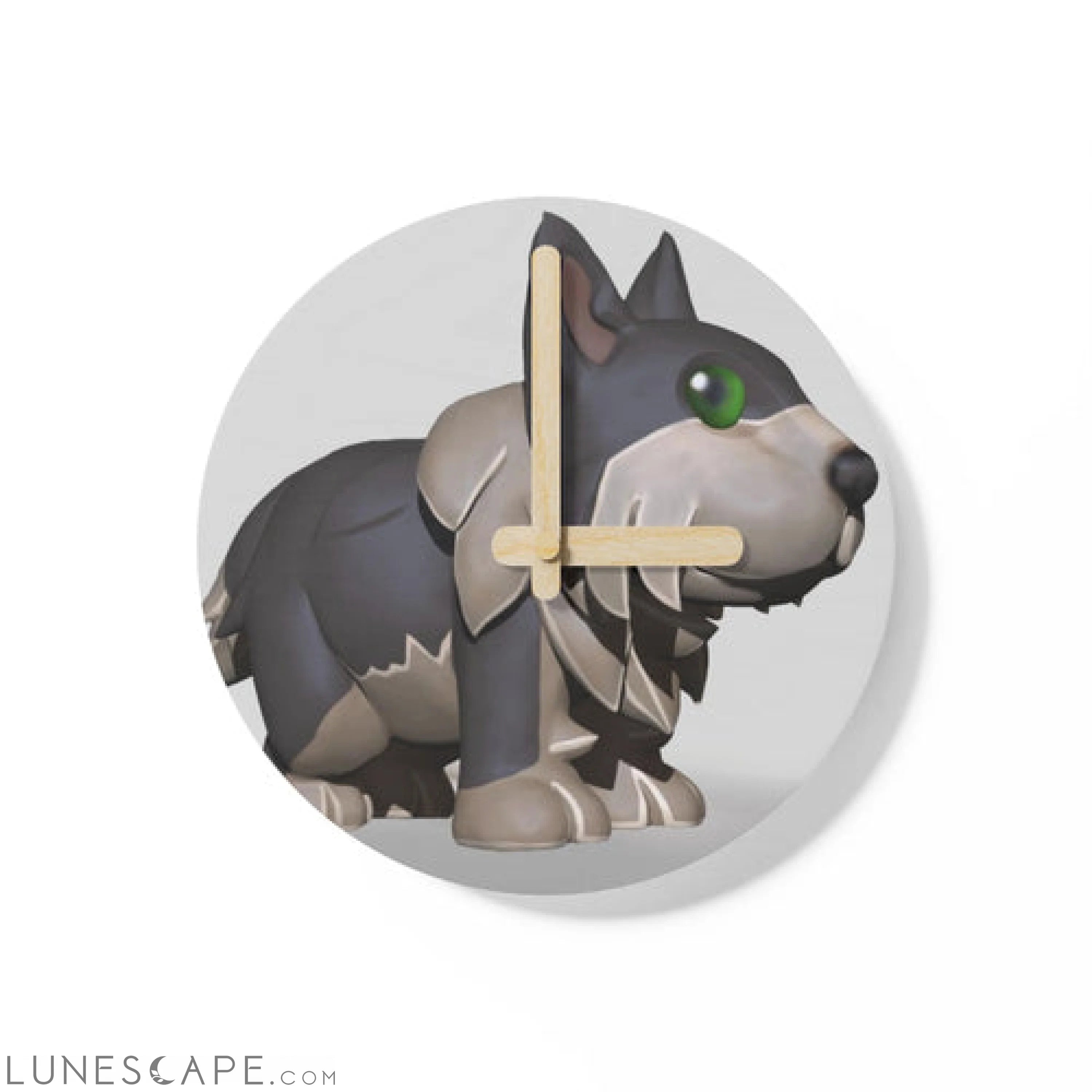 Grey Dog Wooden Wall Clock LUNESCAPE