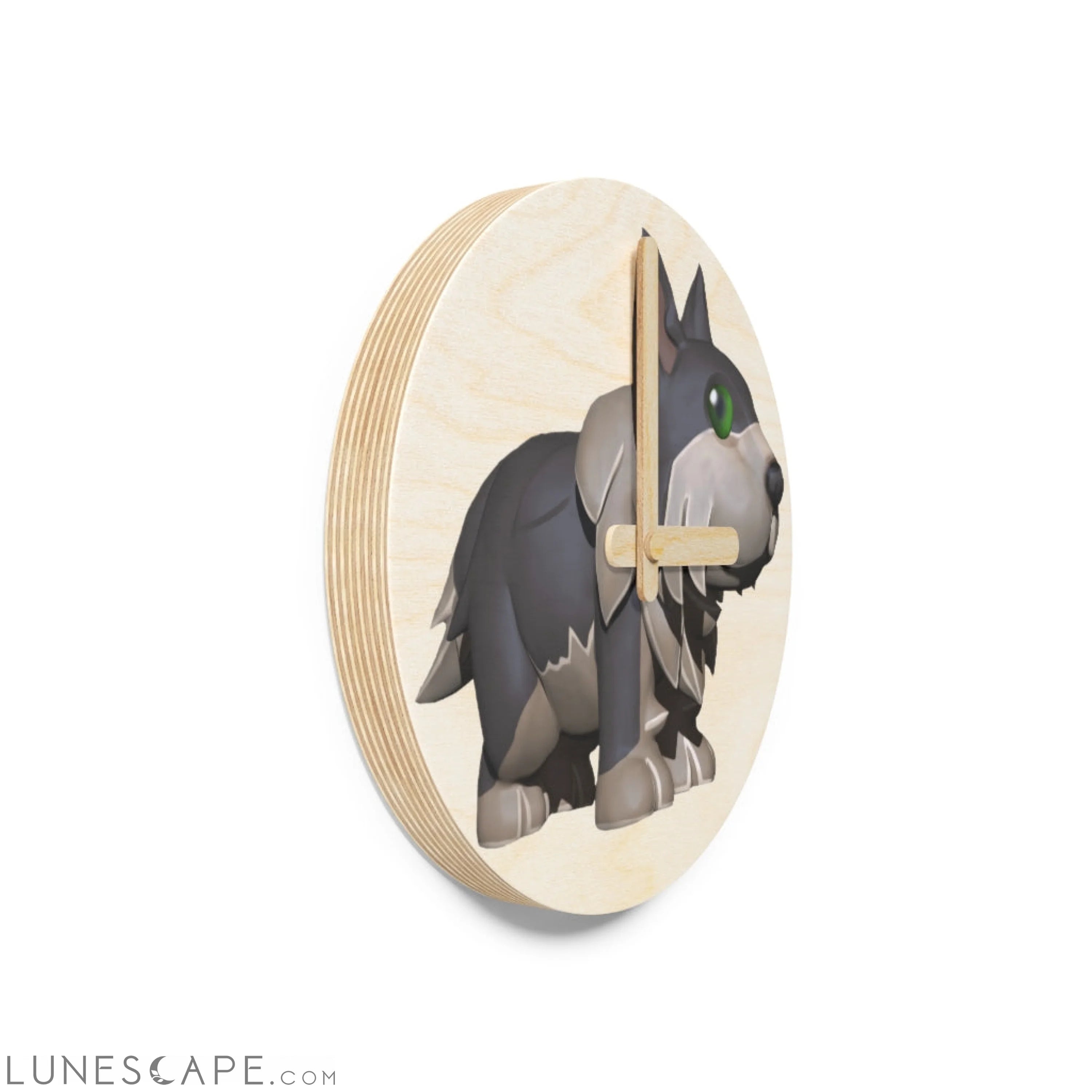 Grey Dog Wooden Wall Clock LUNESCAPE
