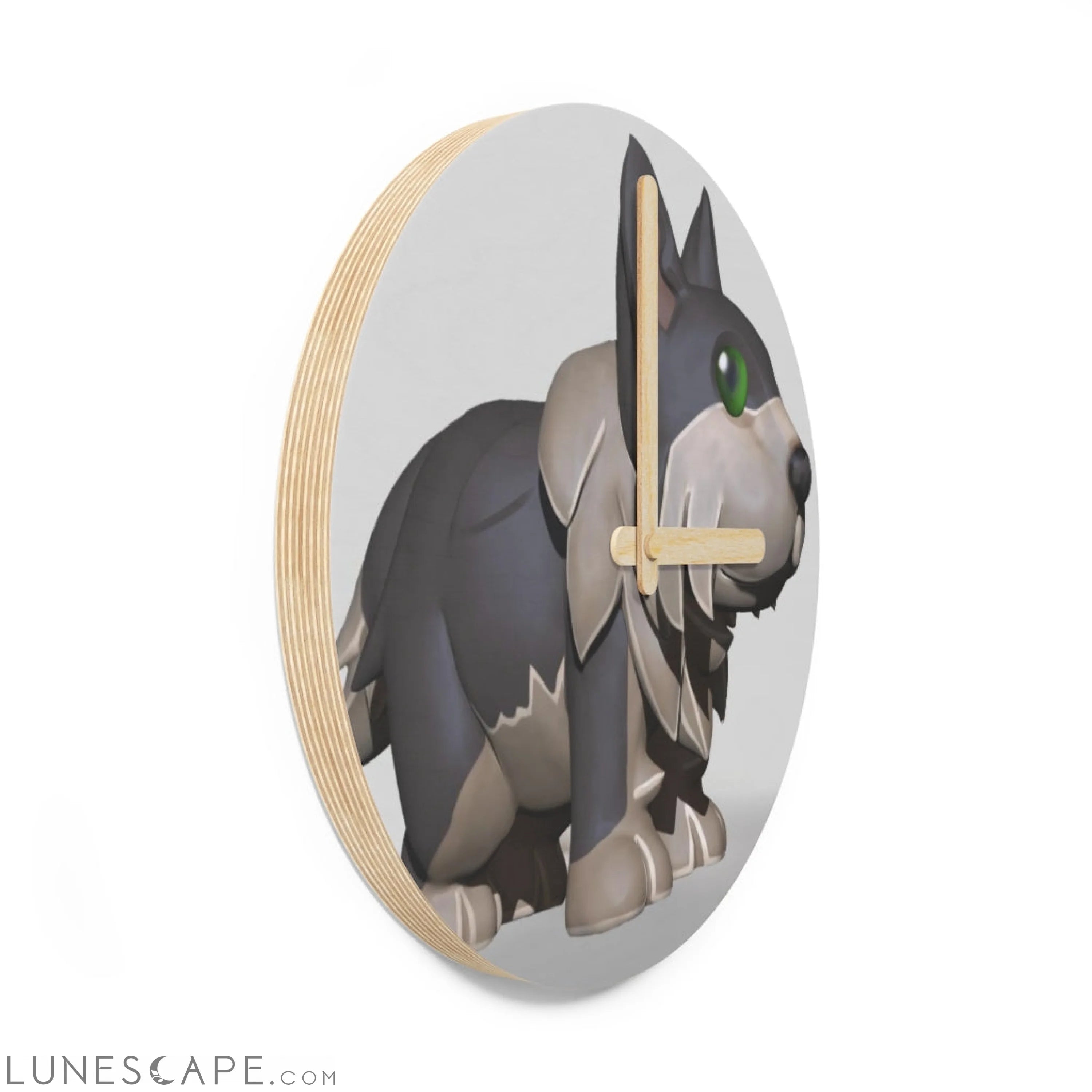 Grey Dog Wooden Wall Clock LUNESCAPE