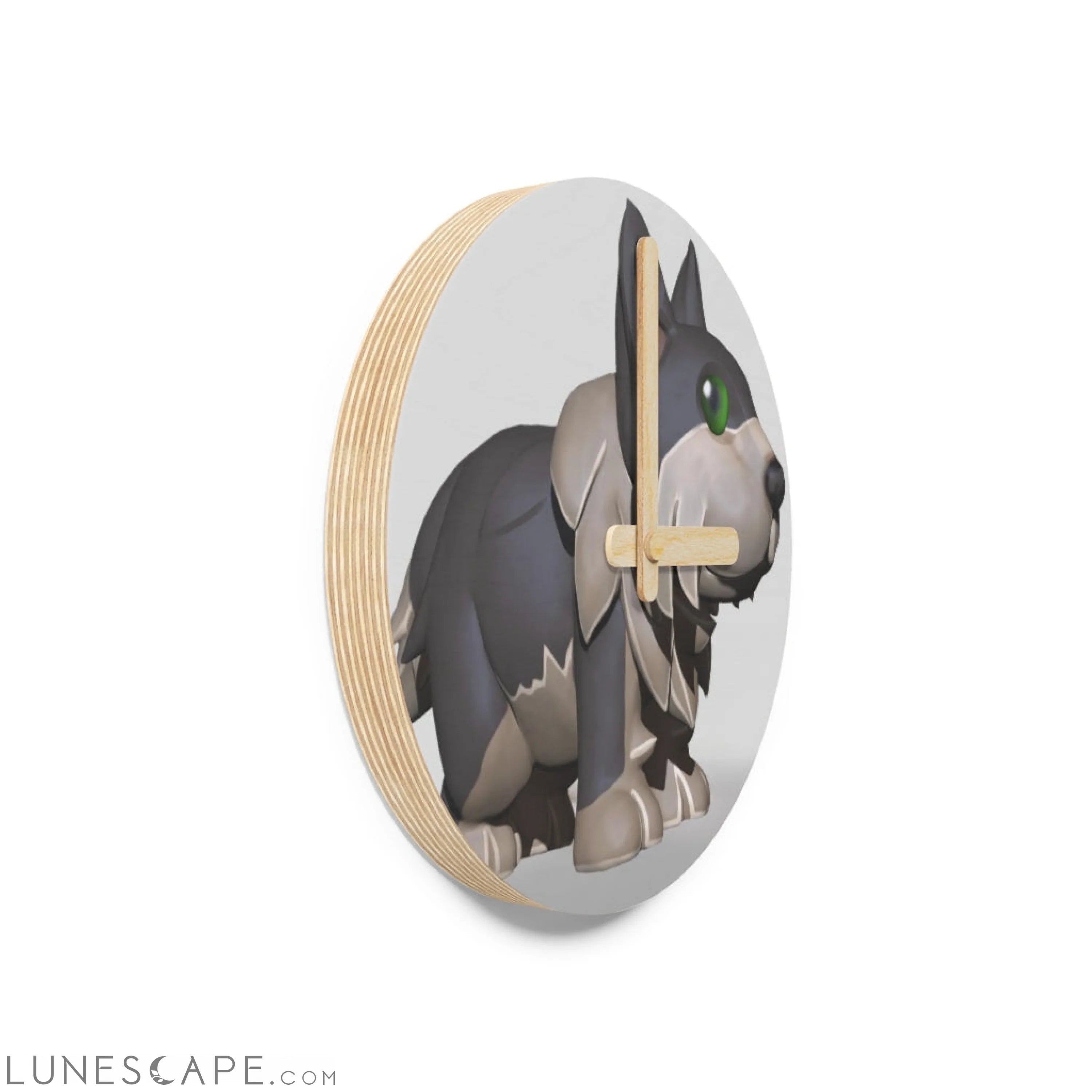 Grey Dog Wooden Wall Clock LUNESCAPE