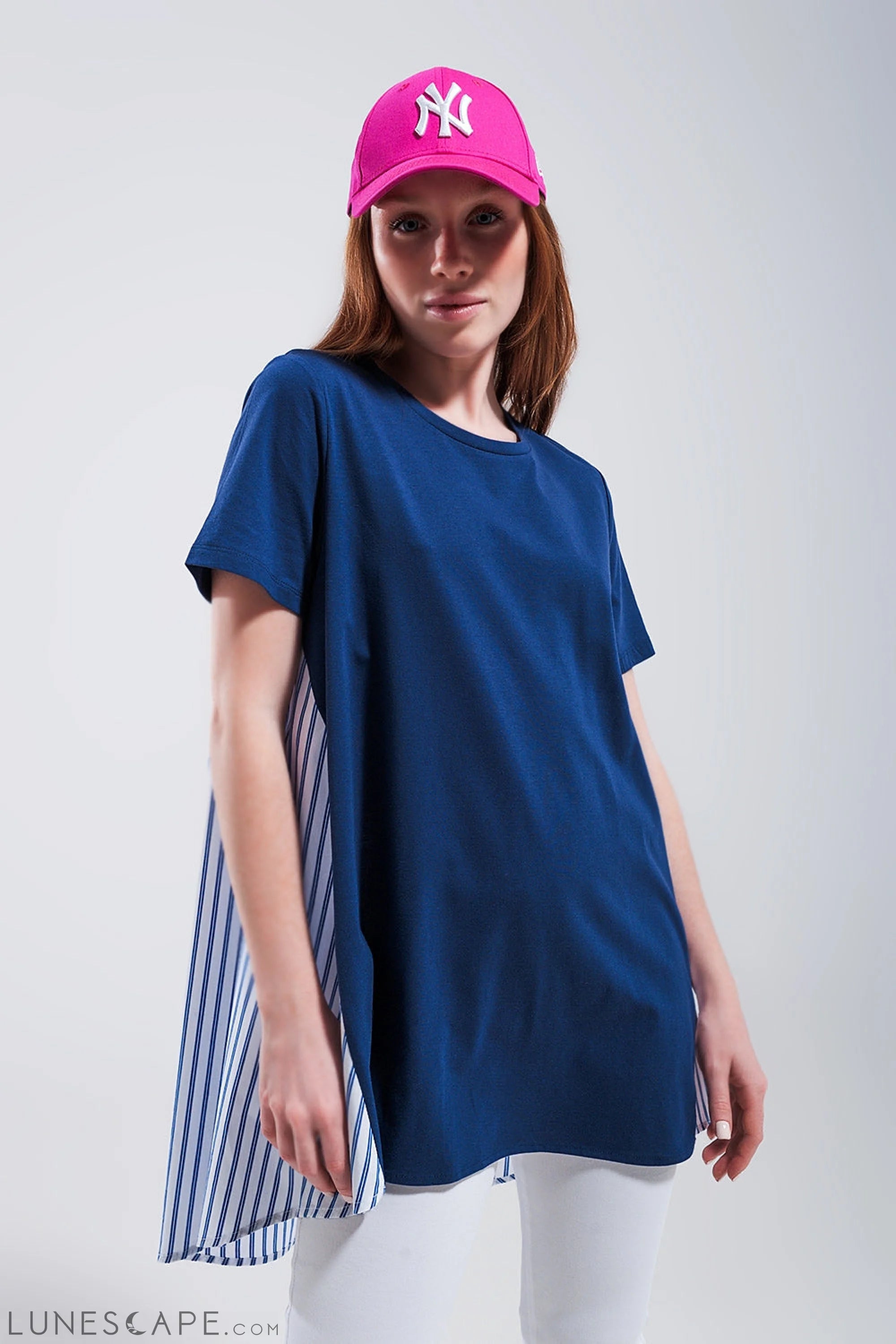 Half and Half T Shirt in Blue LUNESCAPE