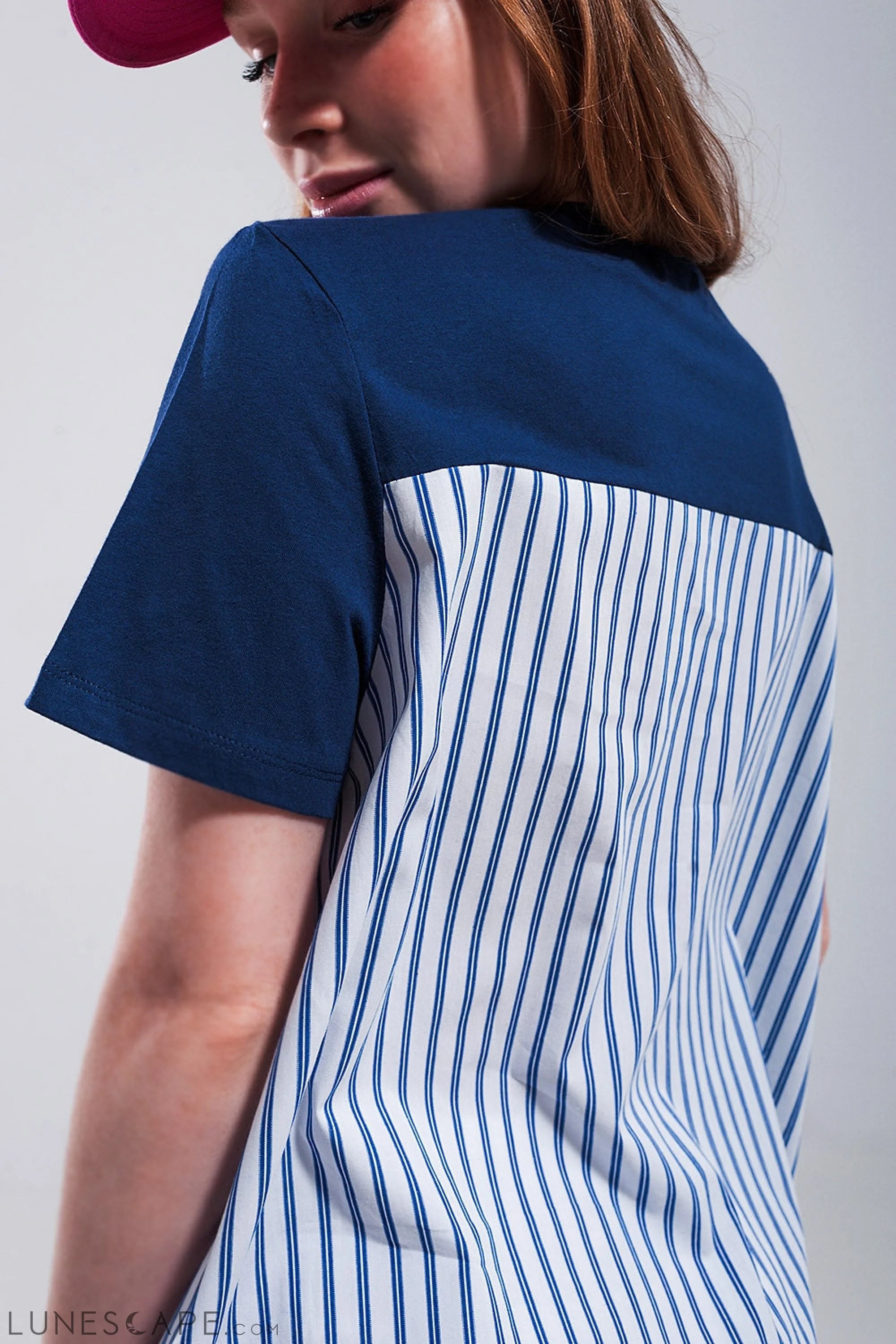 Half and Half T Shirt in Blue LUNESCAPE