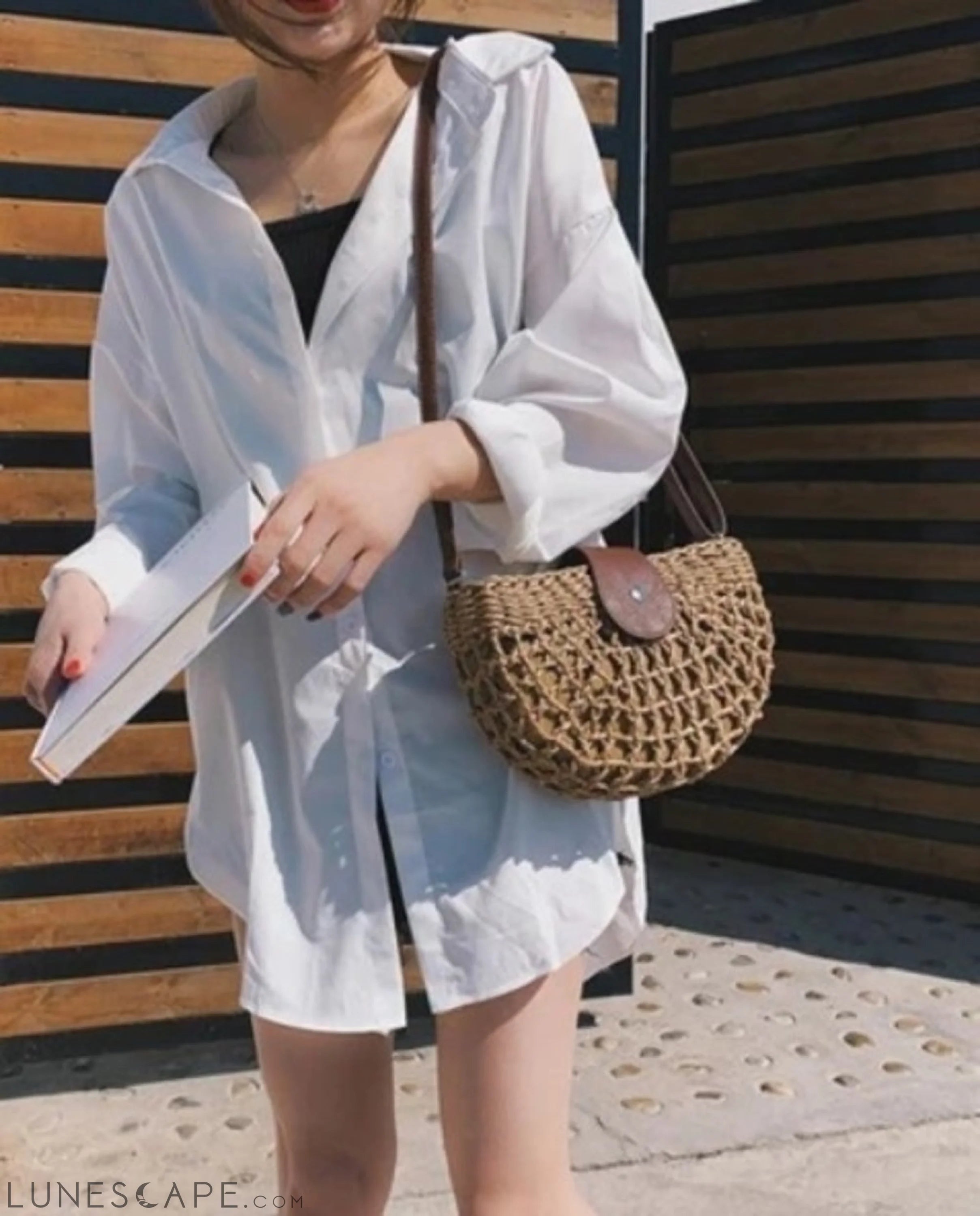 Half Moon Straw Crossbody Bag LUNESCAPE