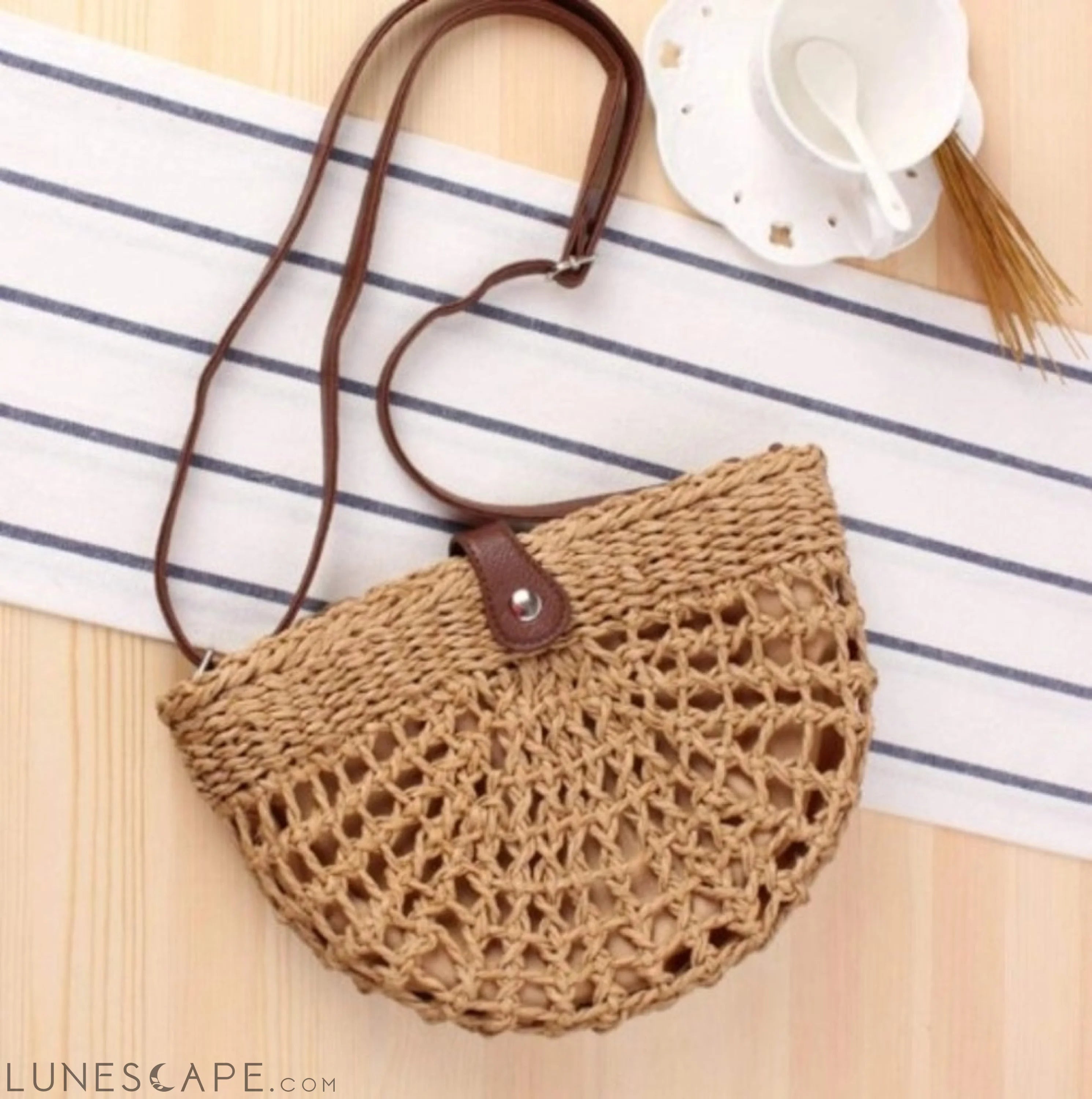 Half Moon Straw Crossbody Bag LUNESCAPE