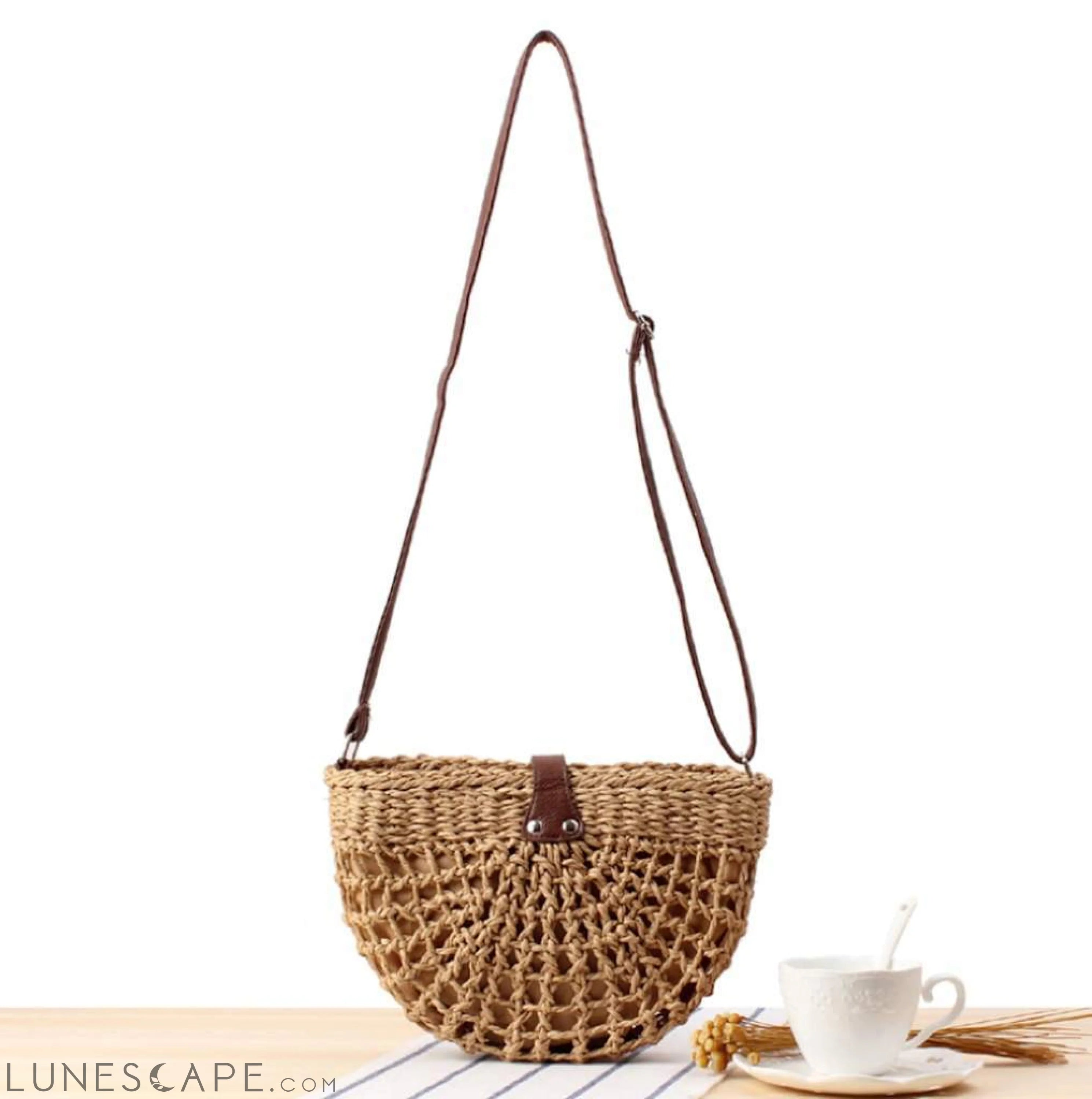 Half Moon Straw Crossbody Bag LUNESCAPE