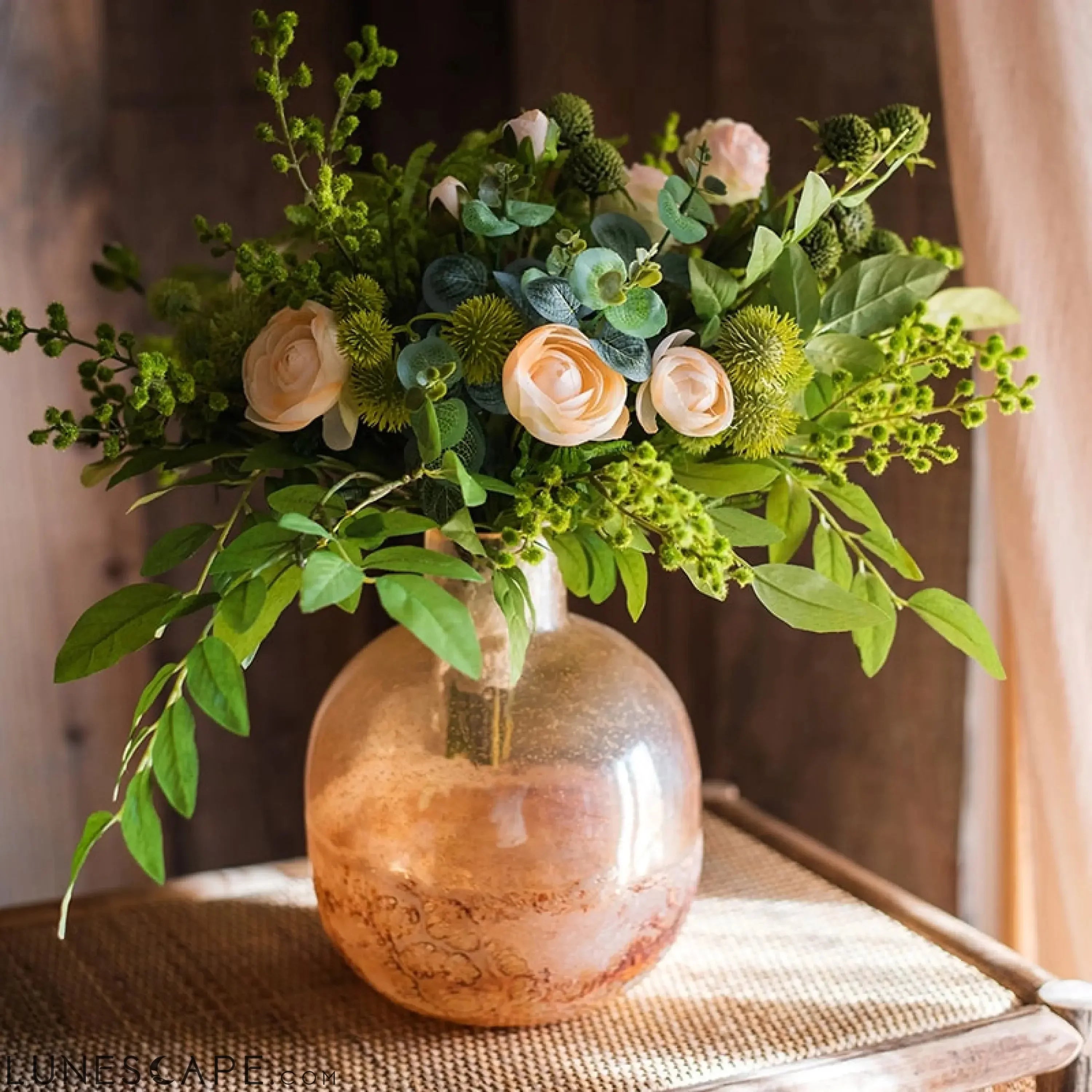 Hand Blown Bubble Glass Bud Vase Amber LUNESCAPE