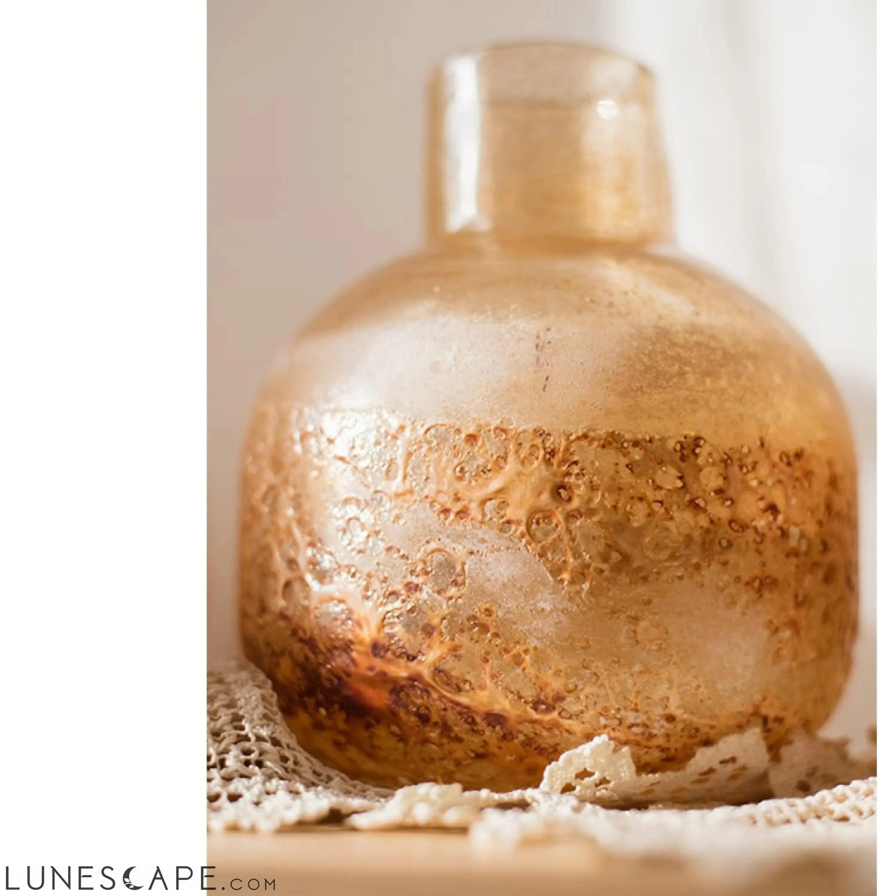 Hand Blown Bubble Glass Bud Vase Amber LUNESCAPE