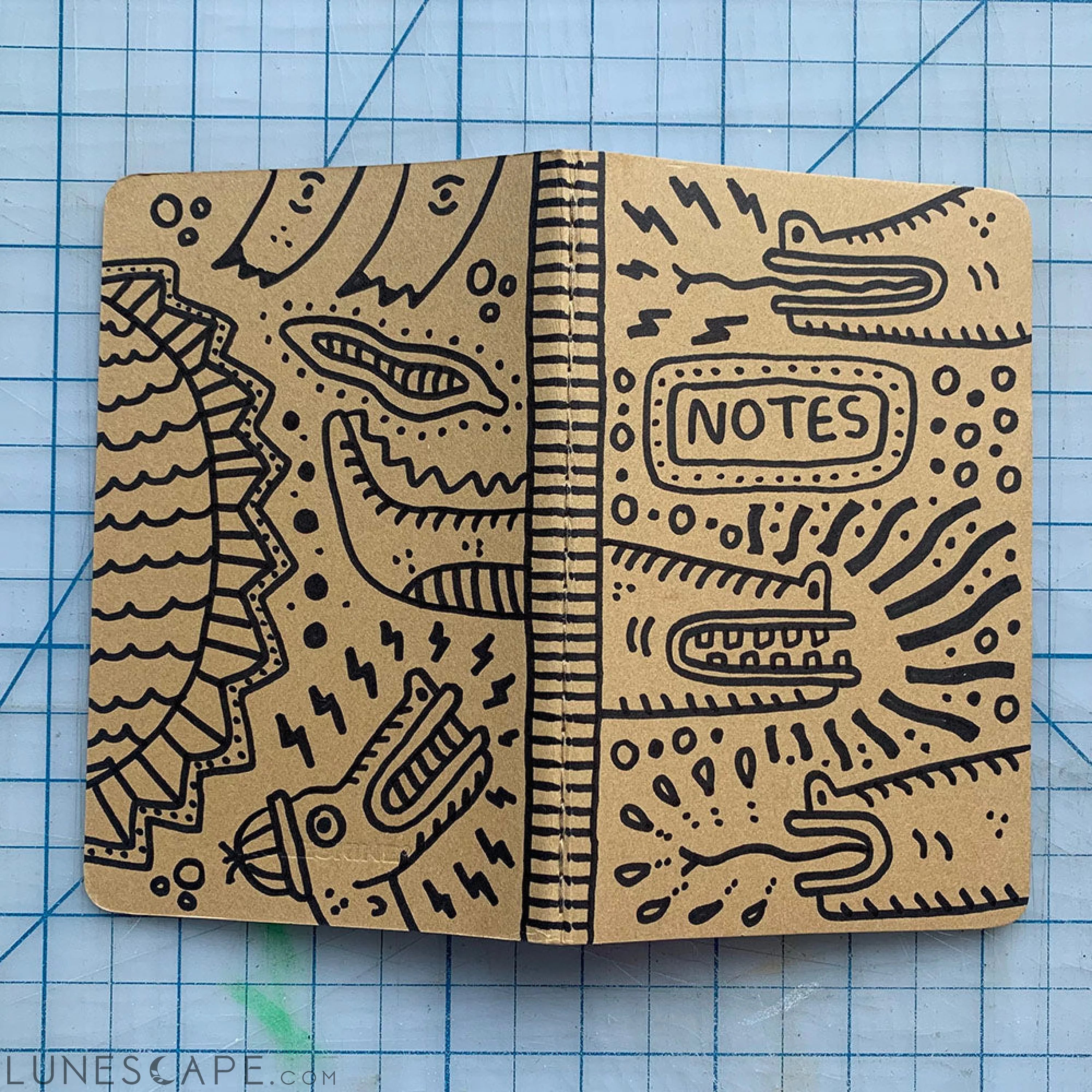 Hand-Decorated Journal - Design No. 7 - Custom Cover Drawing LUNESCAPE