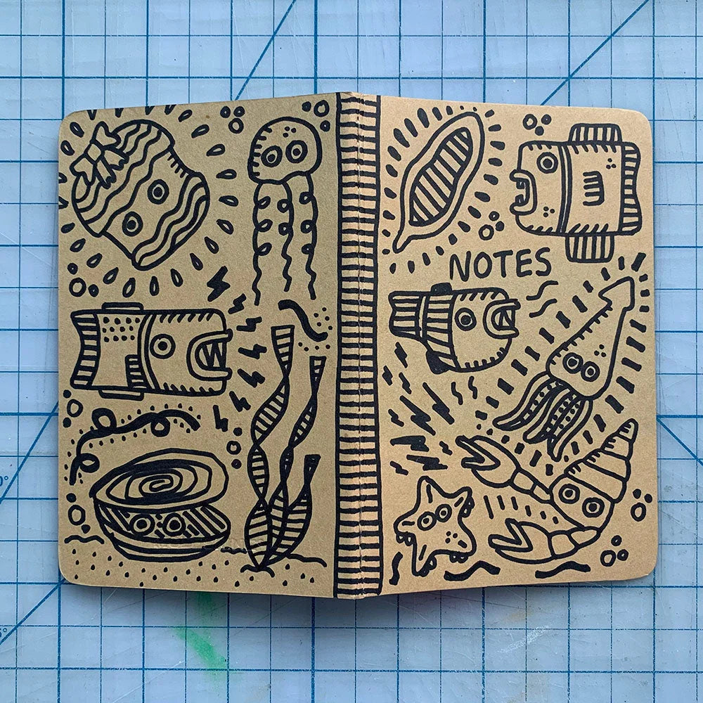 Hand-Decorated Journal - Design No. 8 - Custom Cover Drawing LUNESCAPE