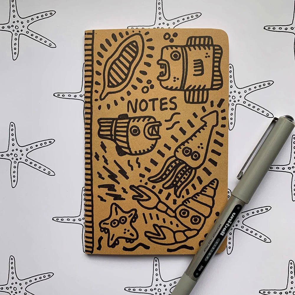 Hand-Decorated Journal - Design No. 8 - Custom Cover Drawing LUNESCAPE