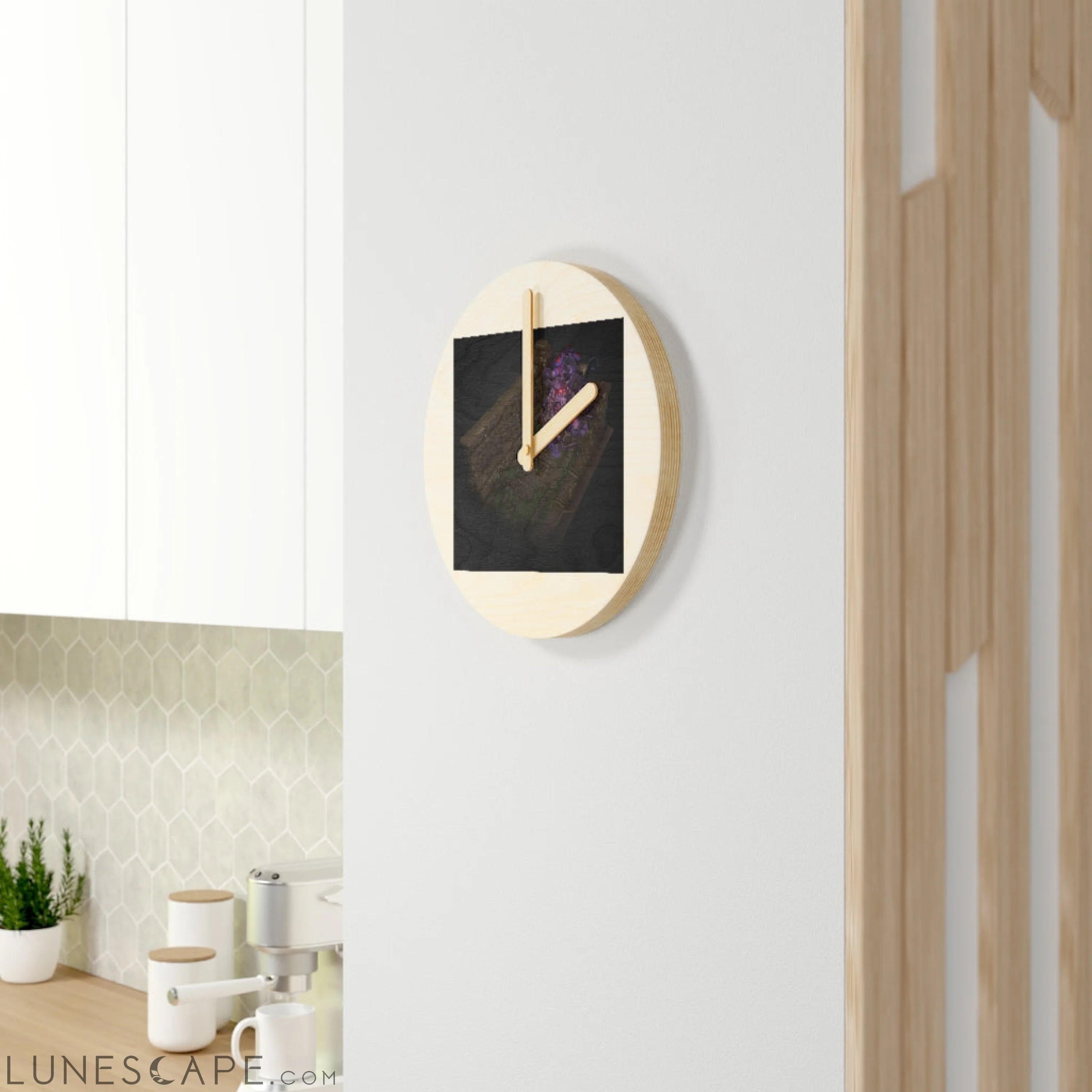 Hand-Painted Environment Wooden Wall Clock LUNESCAPE