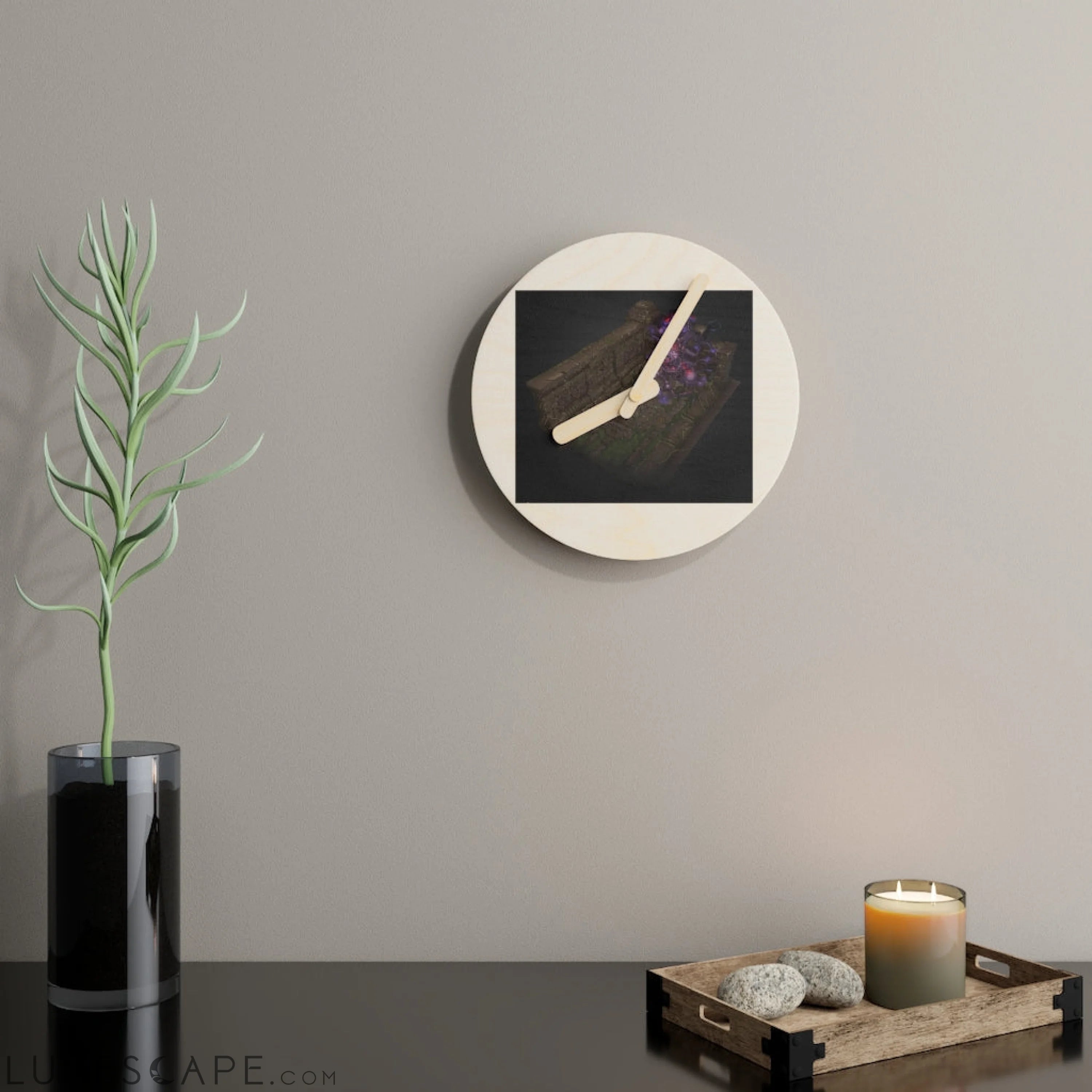 Hand-Painted Environment Wooden Wall Clock LUNESCAPE