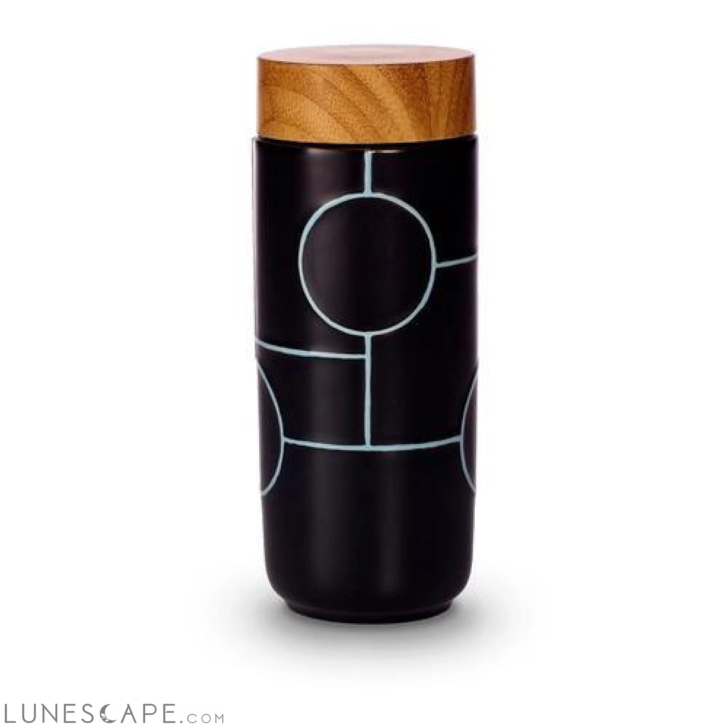 Hand-Painted Tourmaline Negative Ion Travel Tumbler - Black / Blue LUNESCAPE