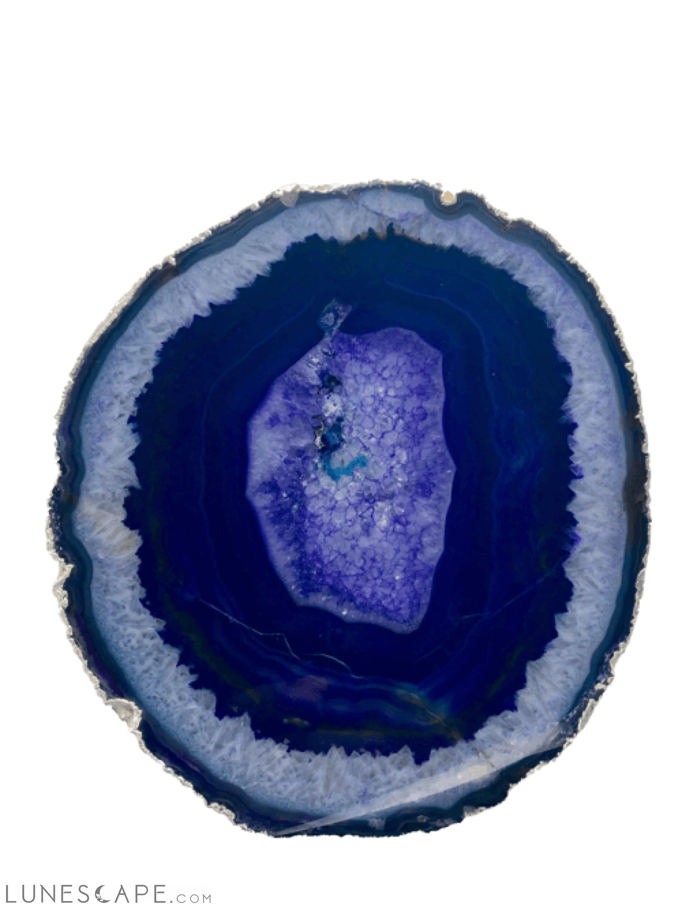 Handcrafted Agate Platter with Silver Trim - Thick LUNESCAPE