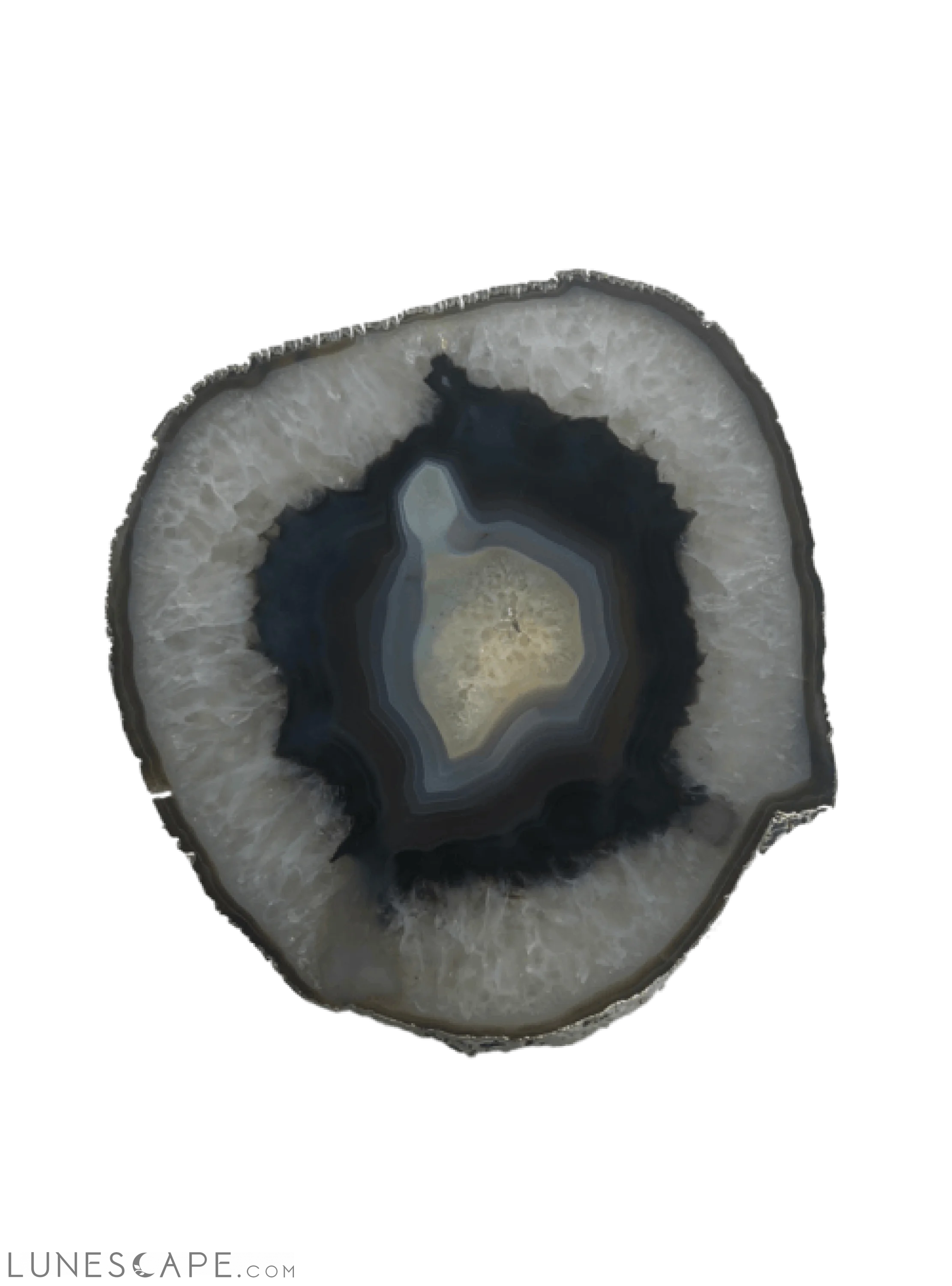 Handcrafted Agate Platter with Silver Trim - Thin LUNESCAPE