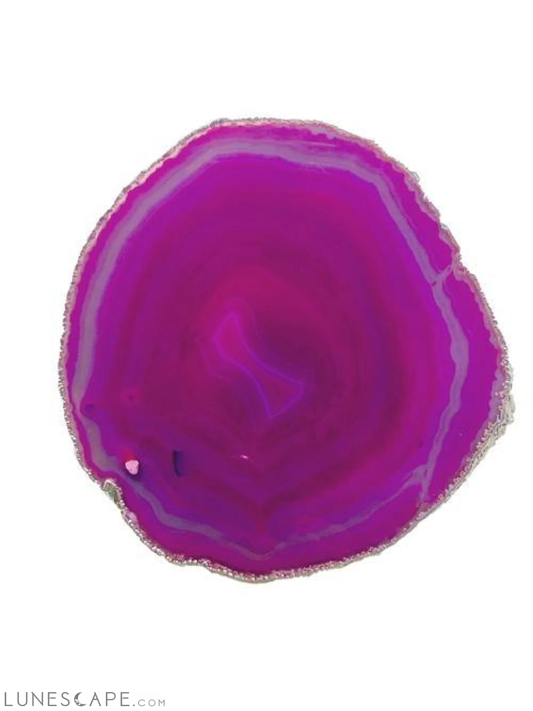 Handcrafted Agate Platter with Silver Trim - Thin LUNESCAPE