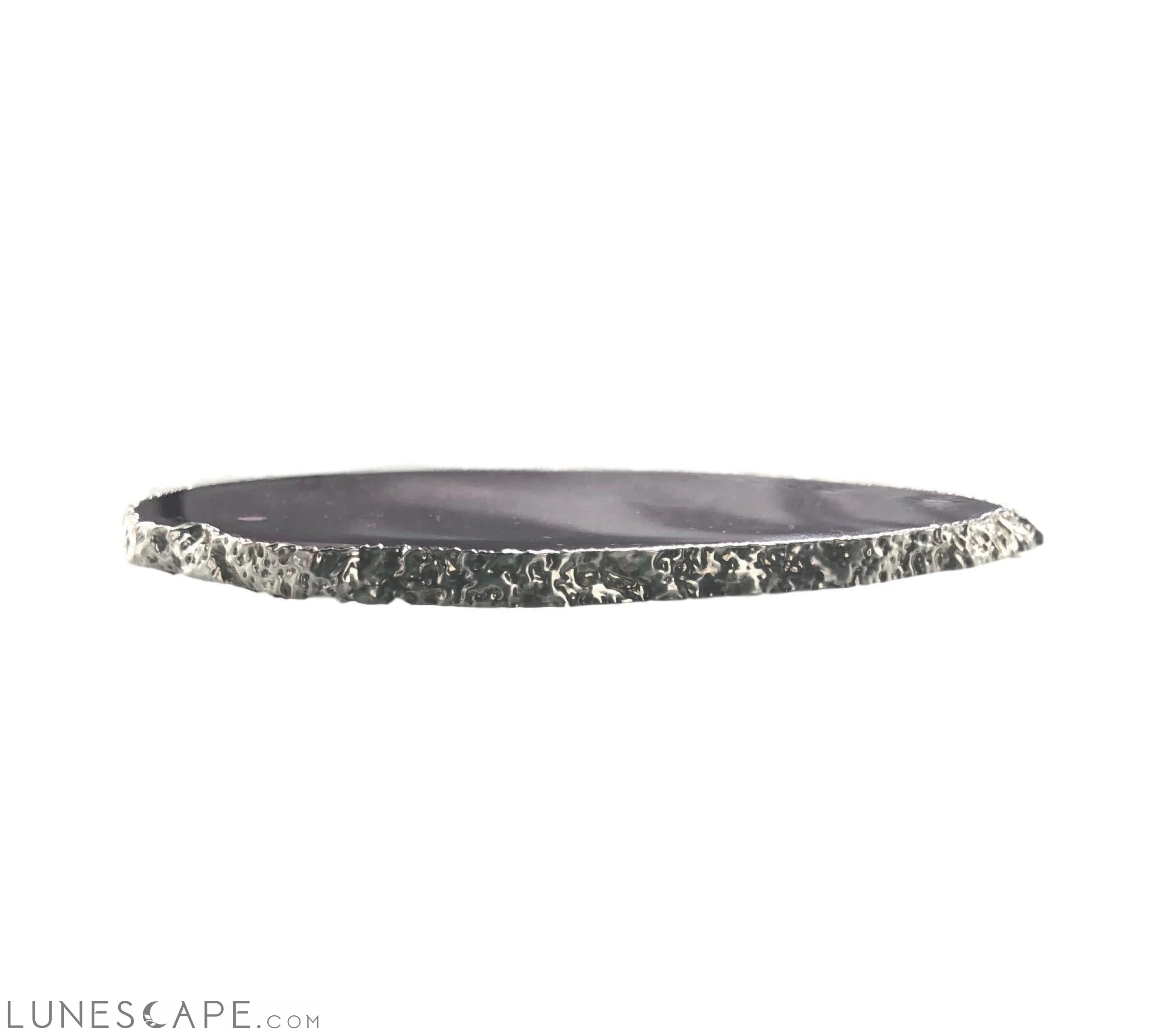 Handcrafted Agate Platter with Silver Trim - Thin LUNESCAPE