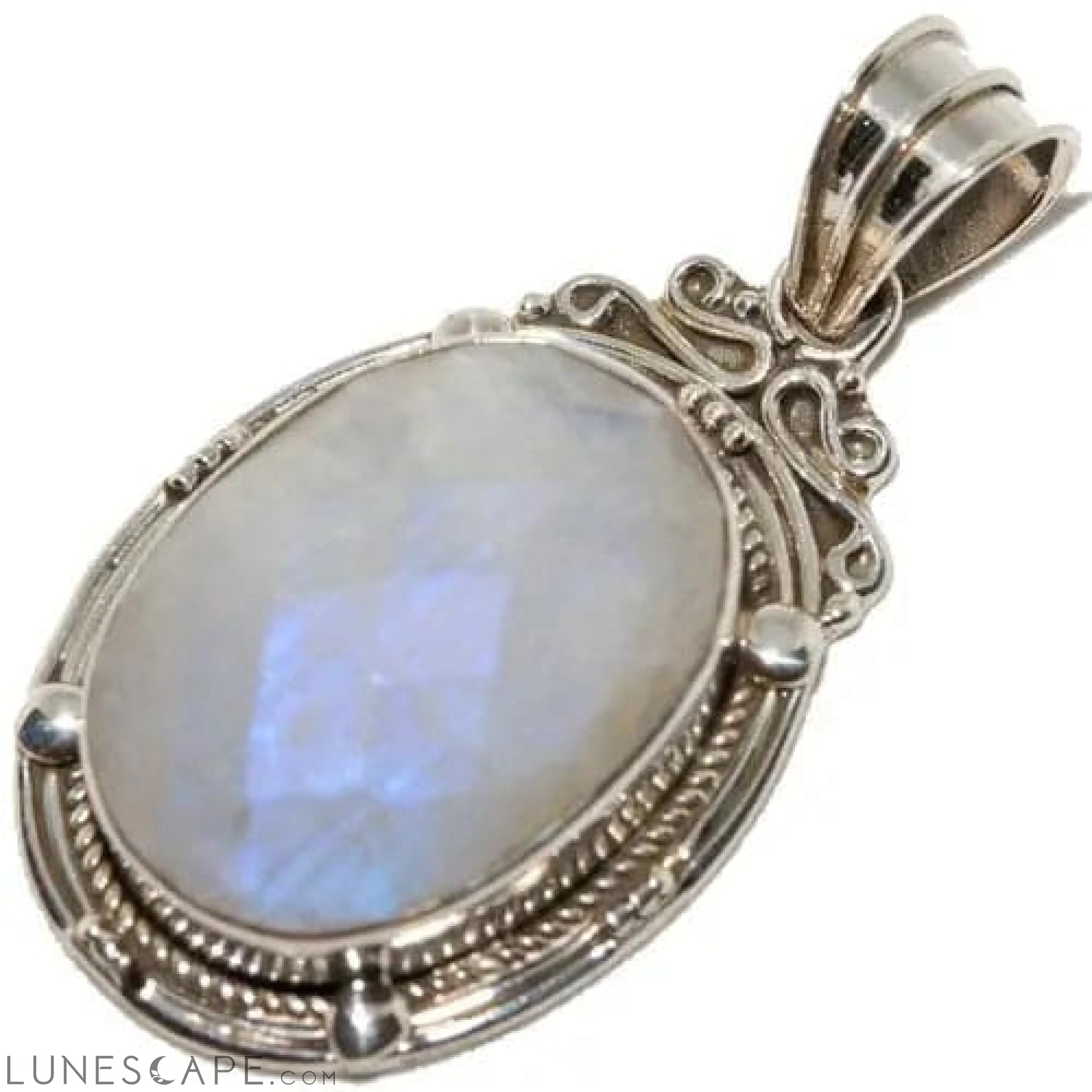 Handcrafted Moonstone Scrollwork Pendant in Sterling SIlver LUNESCAPE