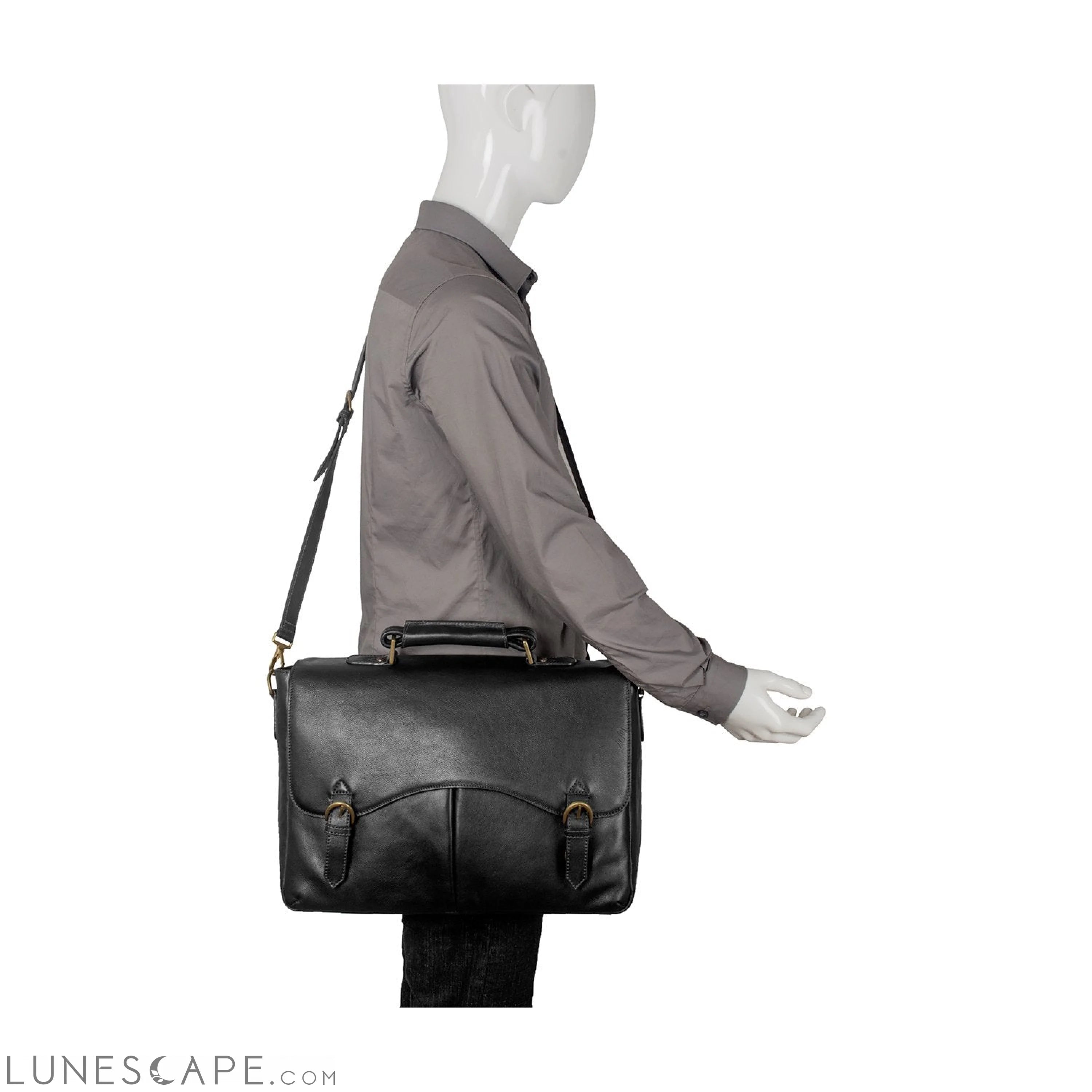 Hawkins Leather 15" Laptop Compatible Briefcase Work Bag LUNESCAPE