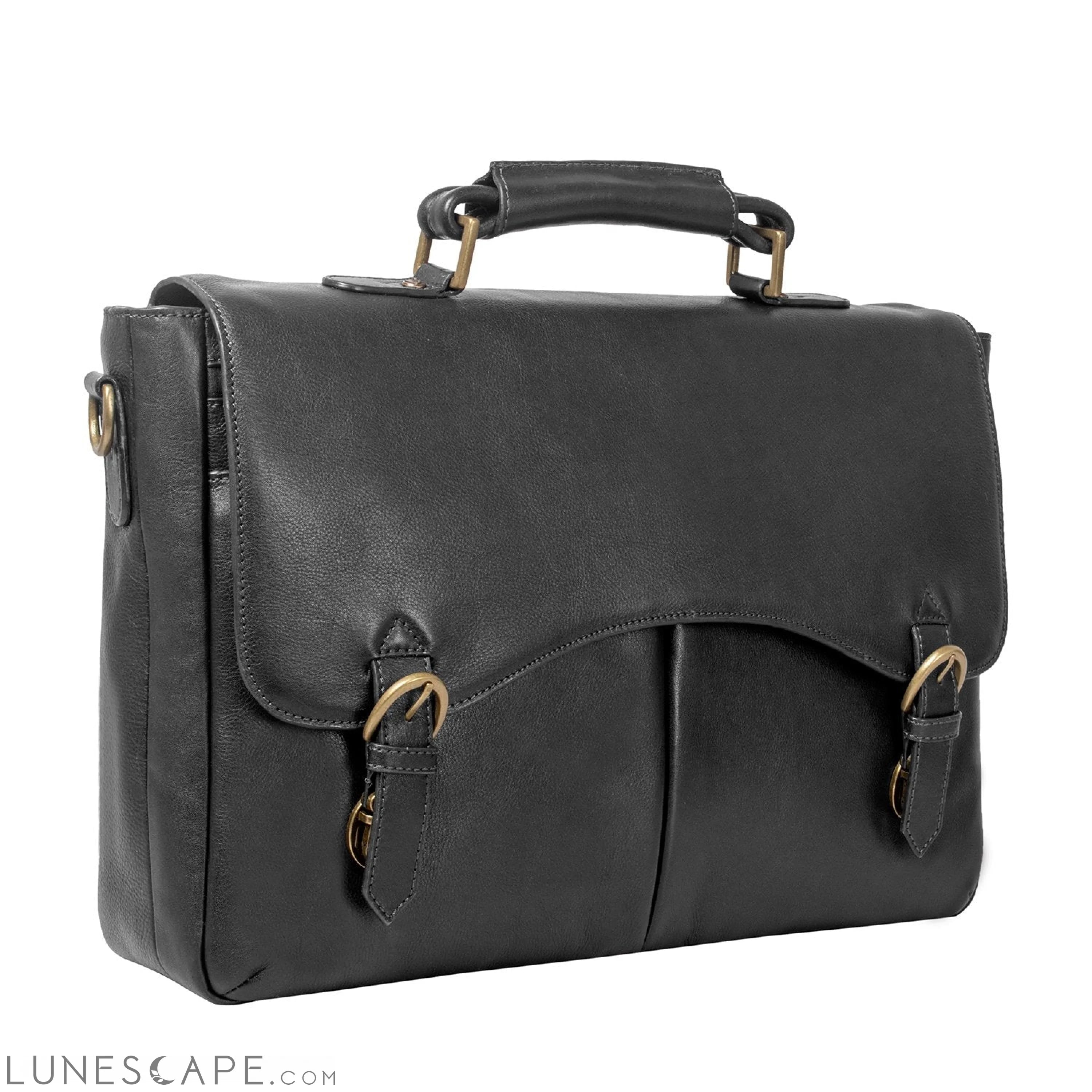 Hawkins Leather 15" Laptop Compatible Briefcase Work Bag LUNESCAPE