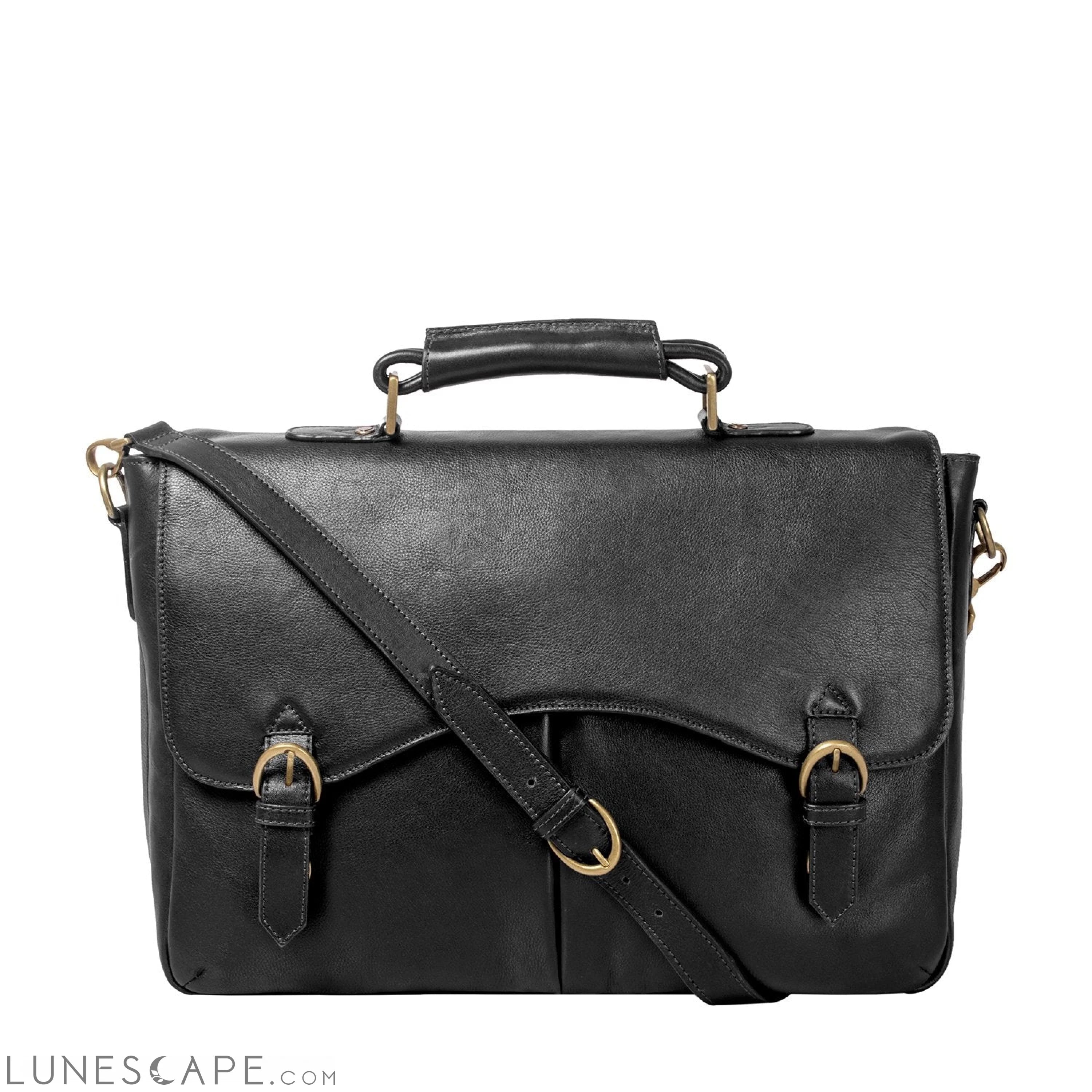 Hawkins Leather 15" Laptop Compatible Briefcase Work Bag LUNESCAPE