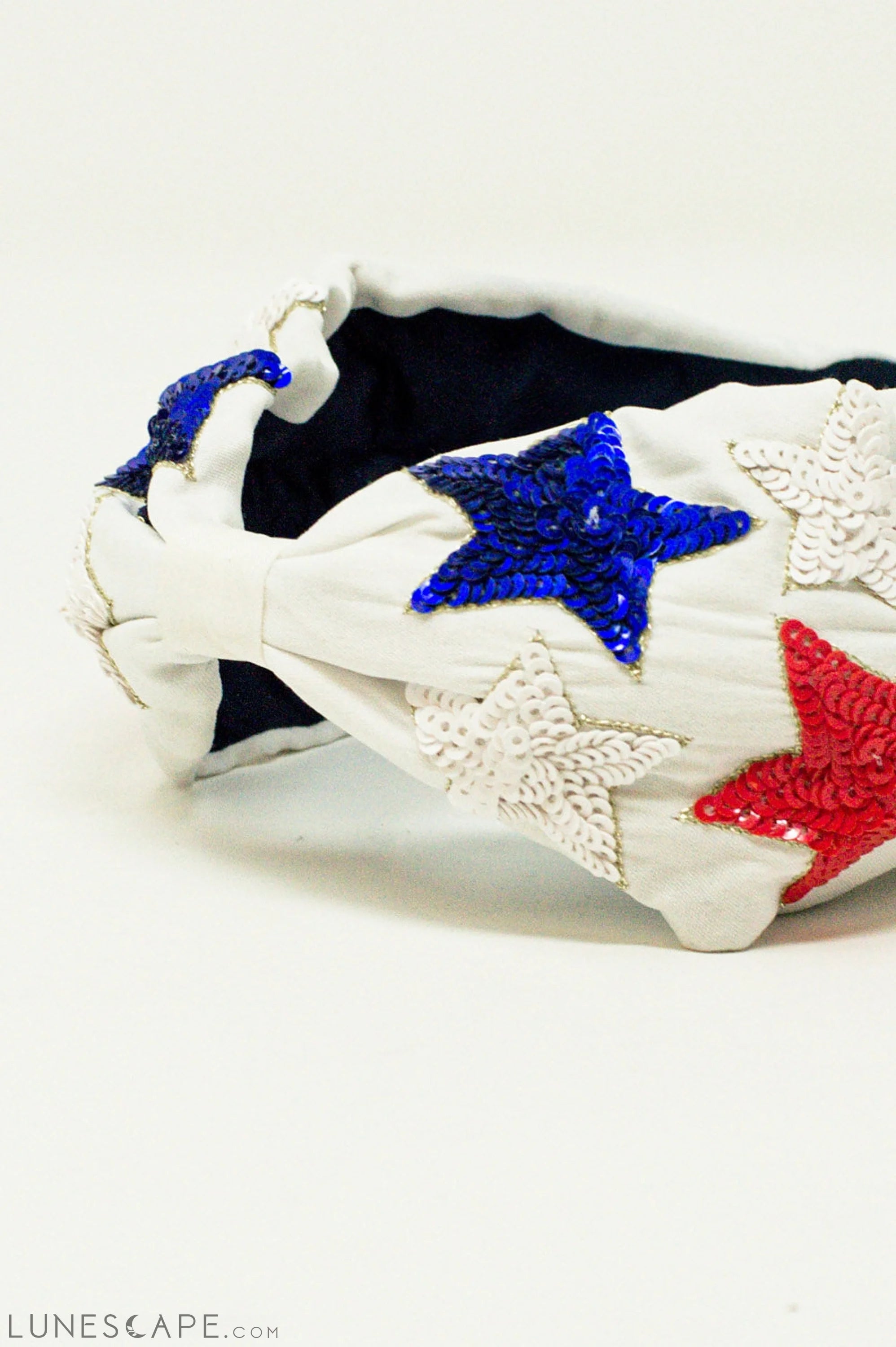 Headband With Sequin Stars in White LUNESCAPE