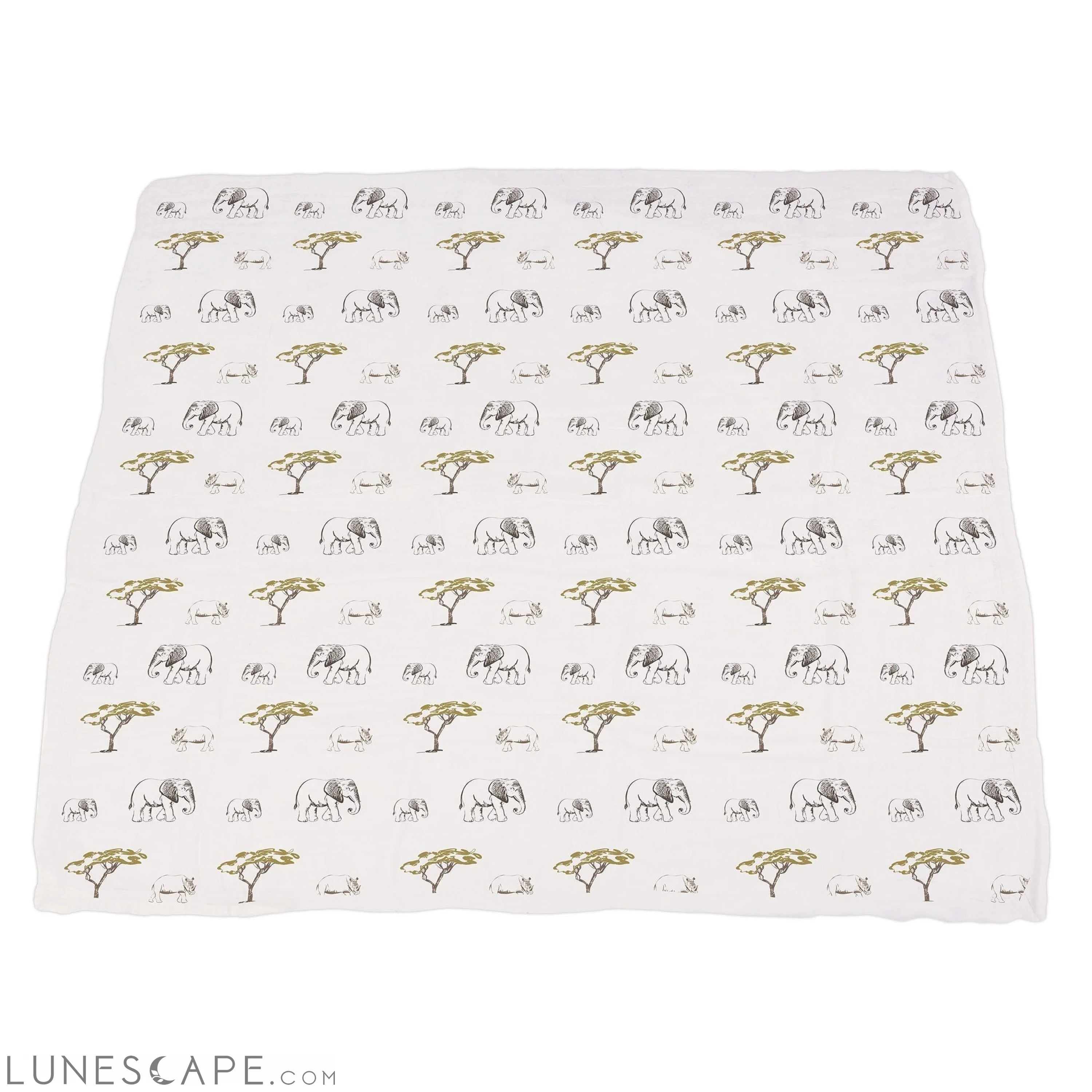 Hear Me Roar Lion and Rhinos and Elephants Bamboo Newcastle Blanket LUNESCAPE