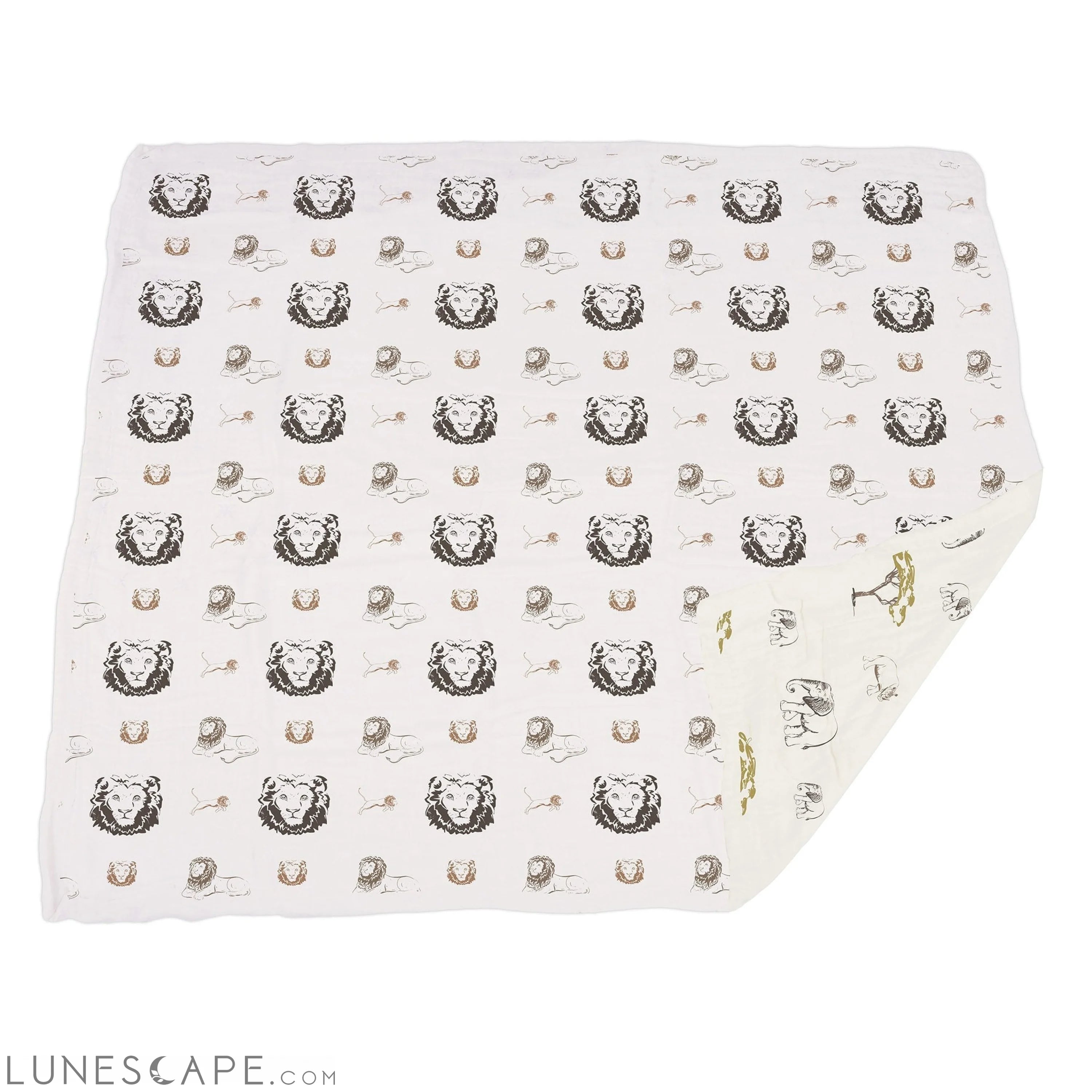 Hear Me Roar Lion and Rhinos and Elephants Bamboo Newcastle Blanket LUNESCAPE