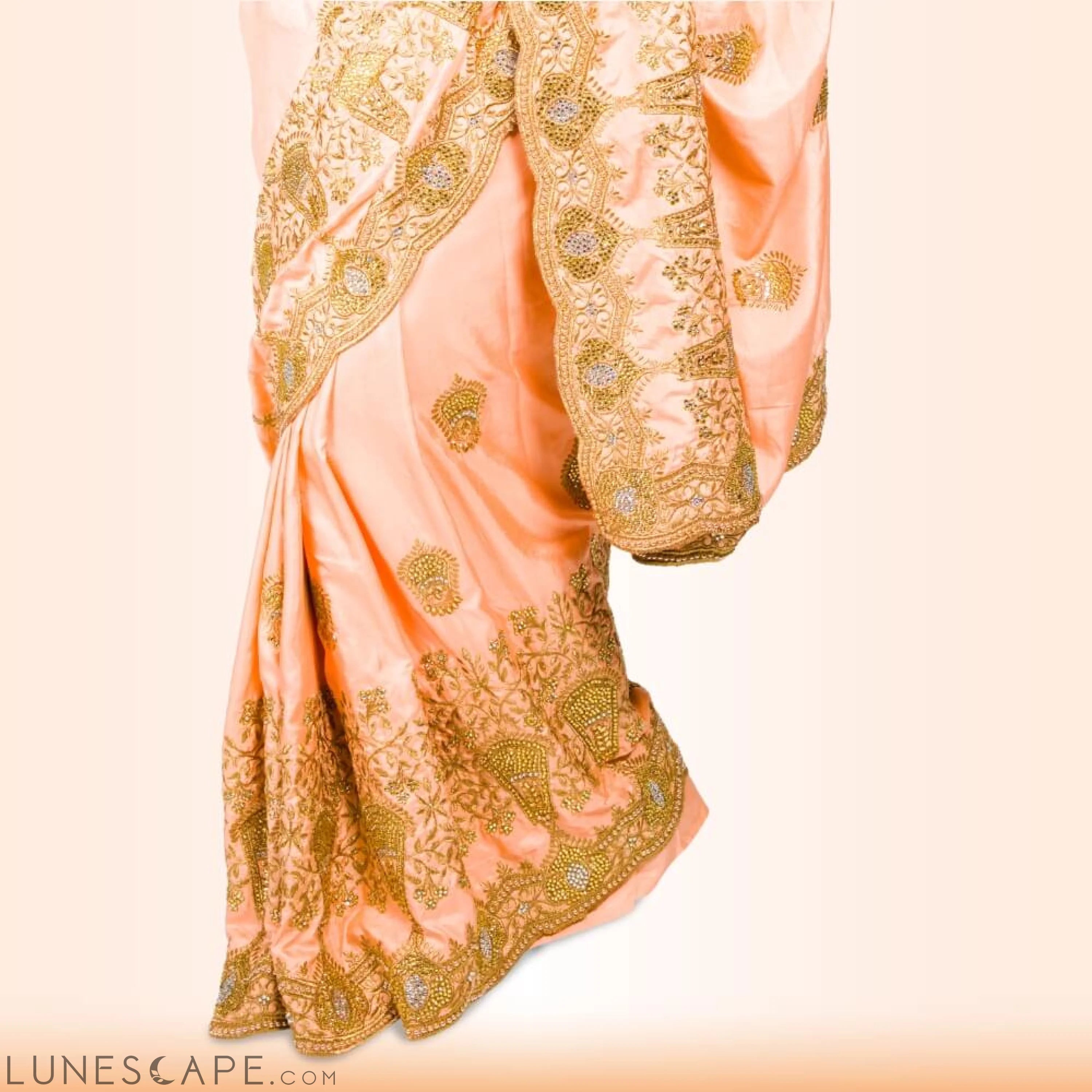 Heavy Embroidered Saree in Blush LUNESCAPE