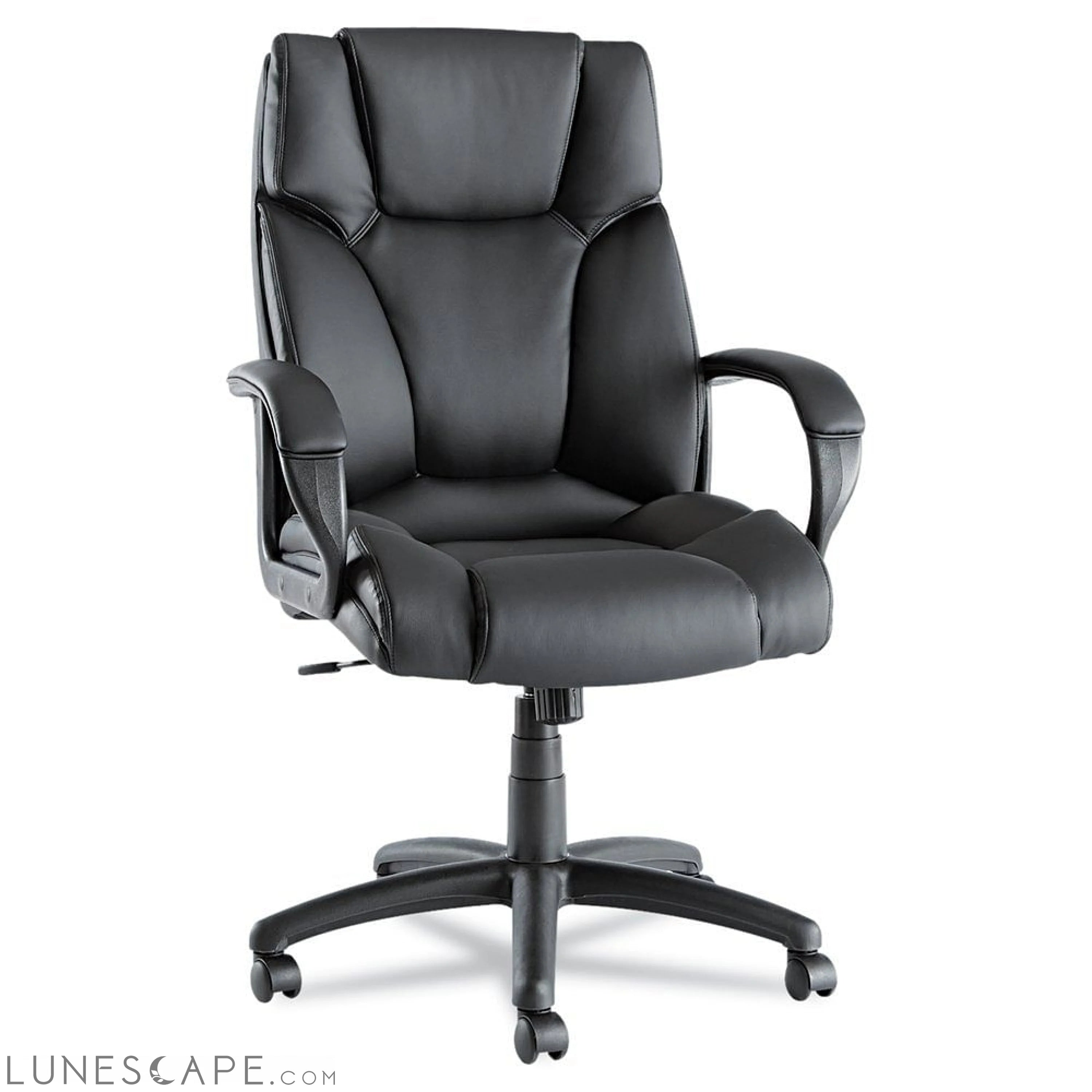 High-Back Swivel Tilt Black Soft Touch Leather Office Chair LUNESCAPE