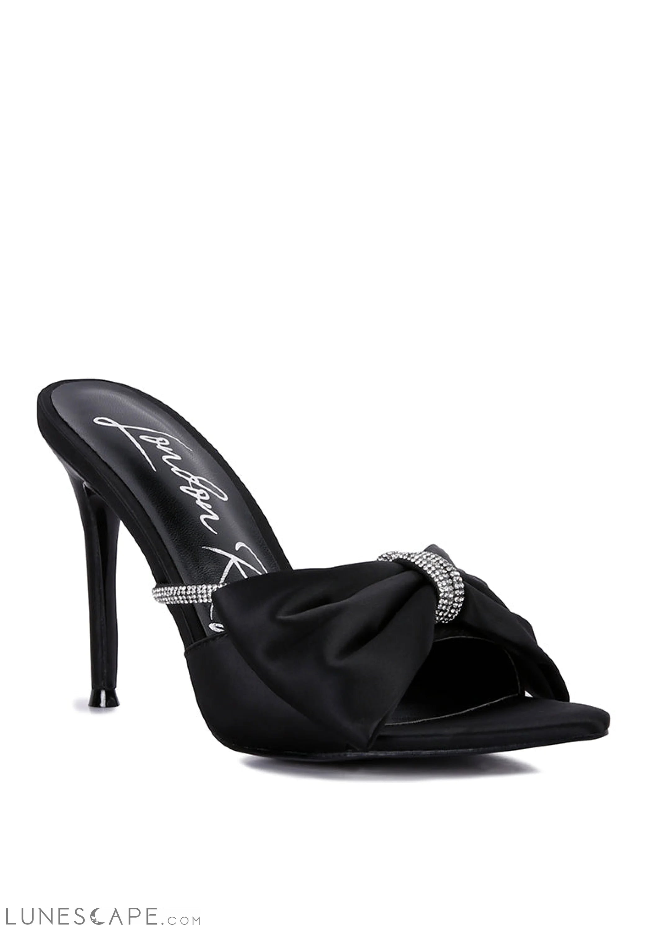 High Tea Rhinestone Bow Embellished Stiletto Sandals LUNESCAPE