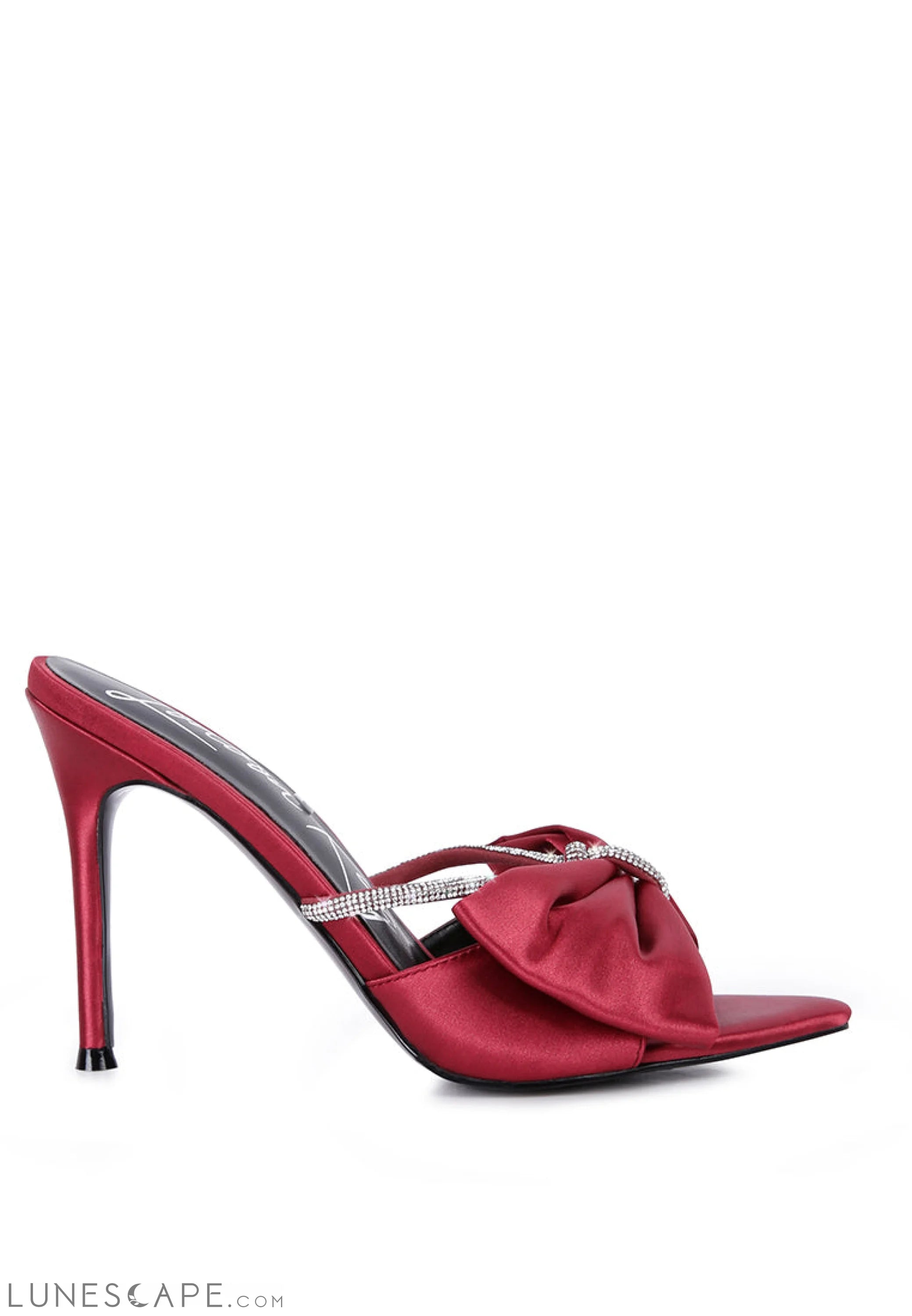 High Tea Rhinestone Bow Embellished Stiletto Sandals LUNESCAPE