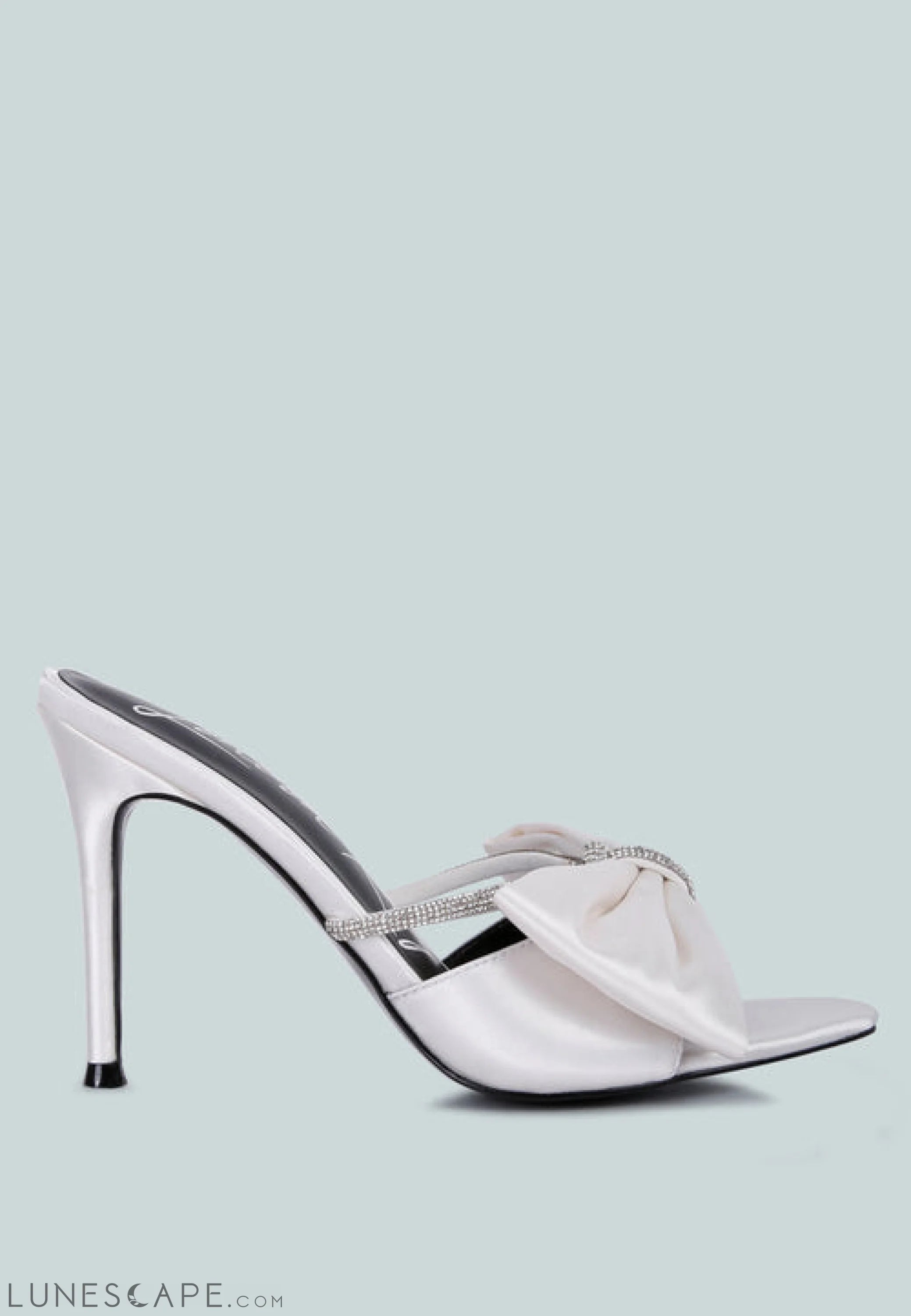 High Tea Rhinestone Bow Embellished Stiletto Sandals LUNESCAPE