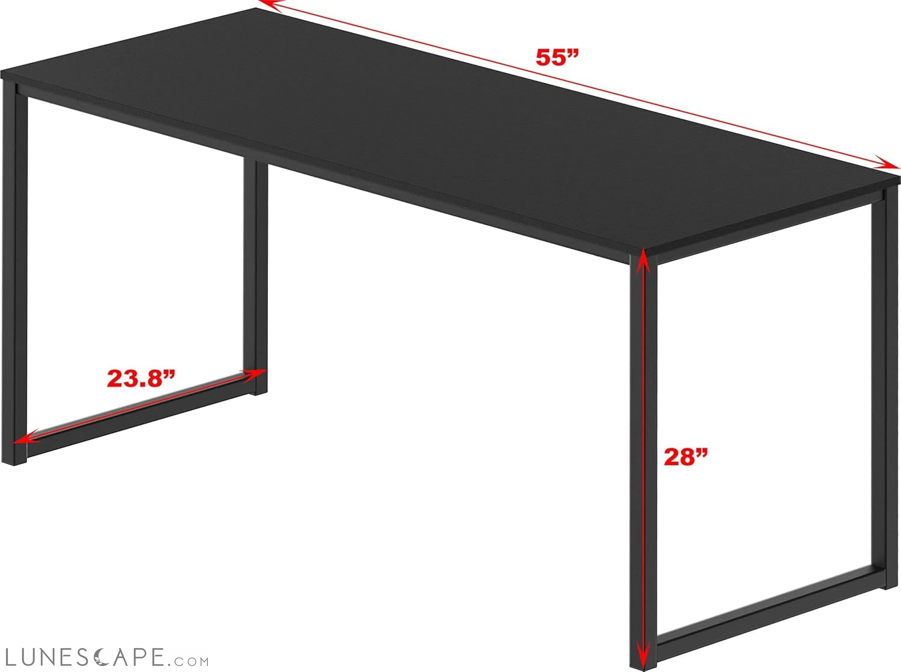 Home Office 55-Inch Computer Desk, 24" Deep, Black LUNESCAPE