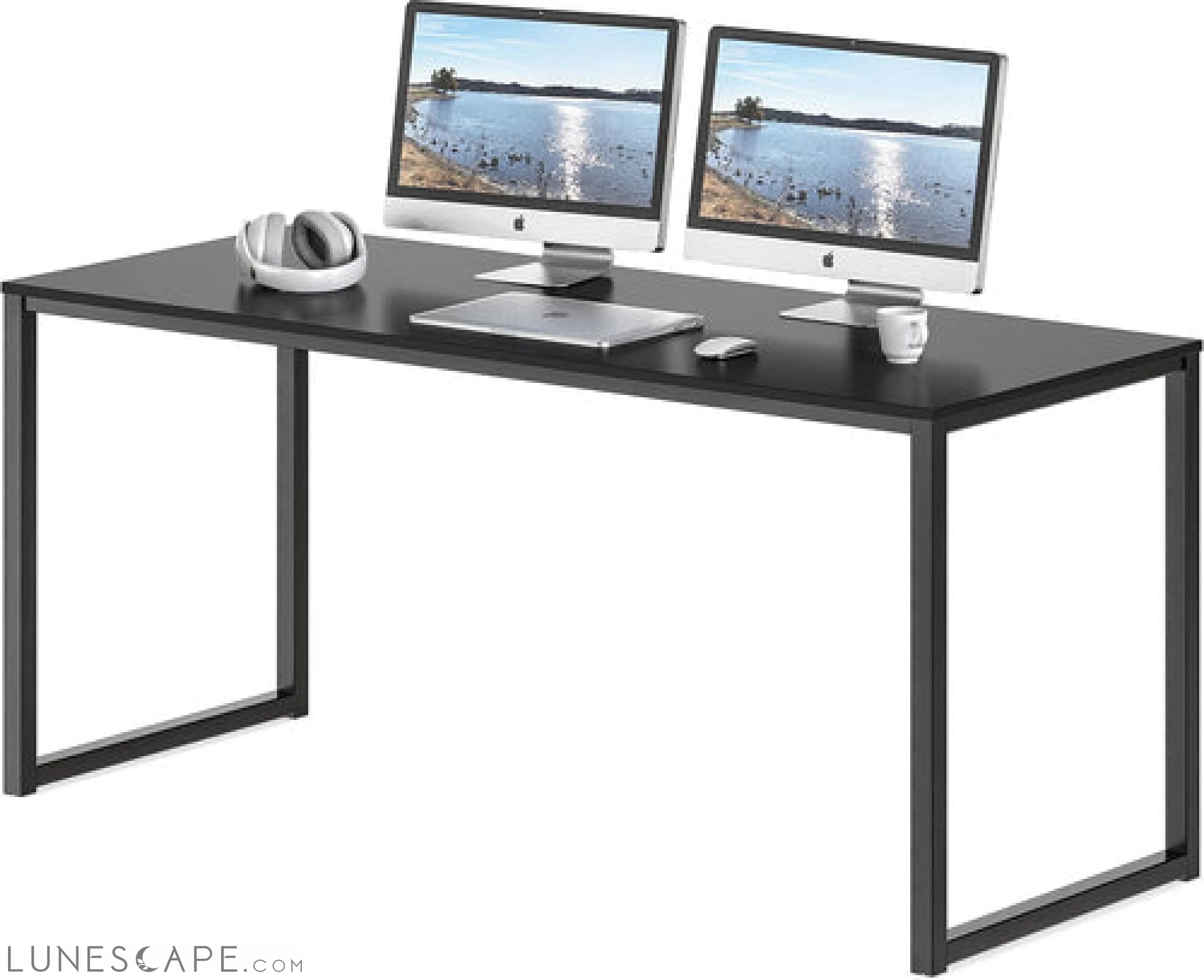 Home Office 55-Inch Computer Desk, 24" Deep, Black LUNESCAPE