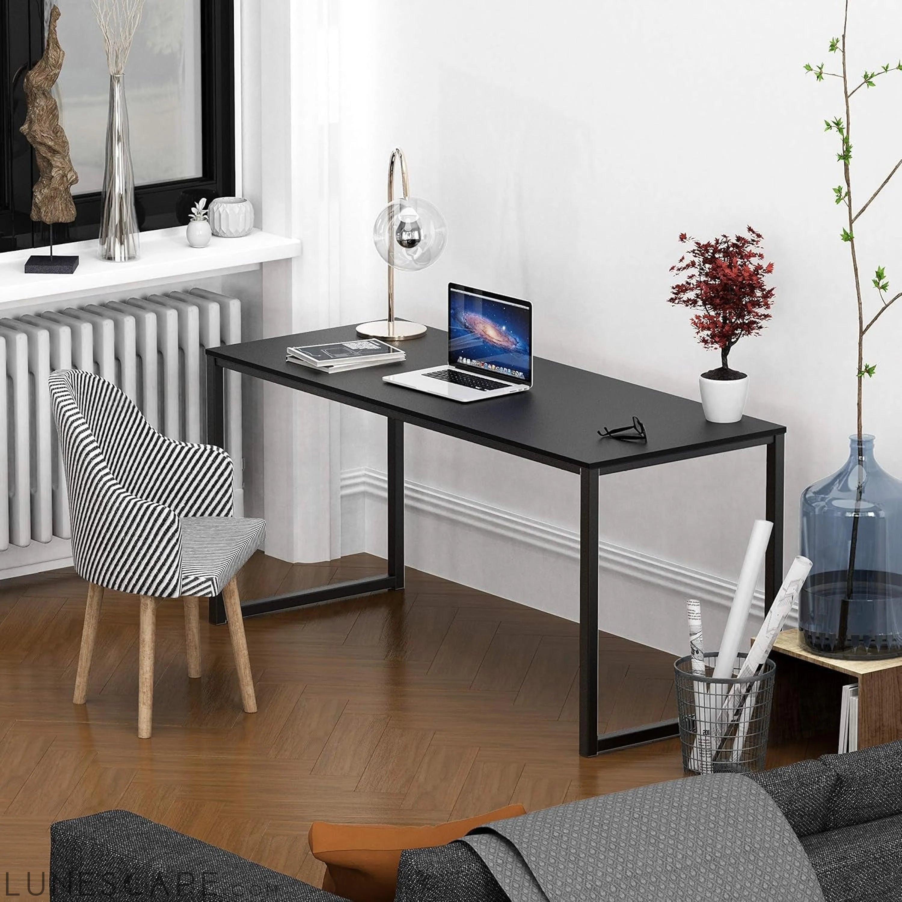 Home Office 55-Inch Computer Desk, 24" Deep, Black LUNESCAPE