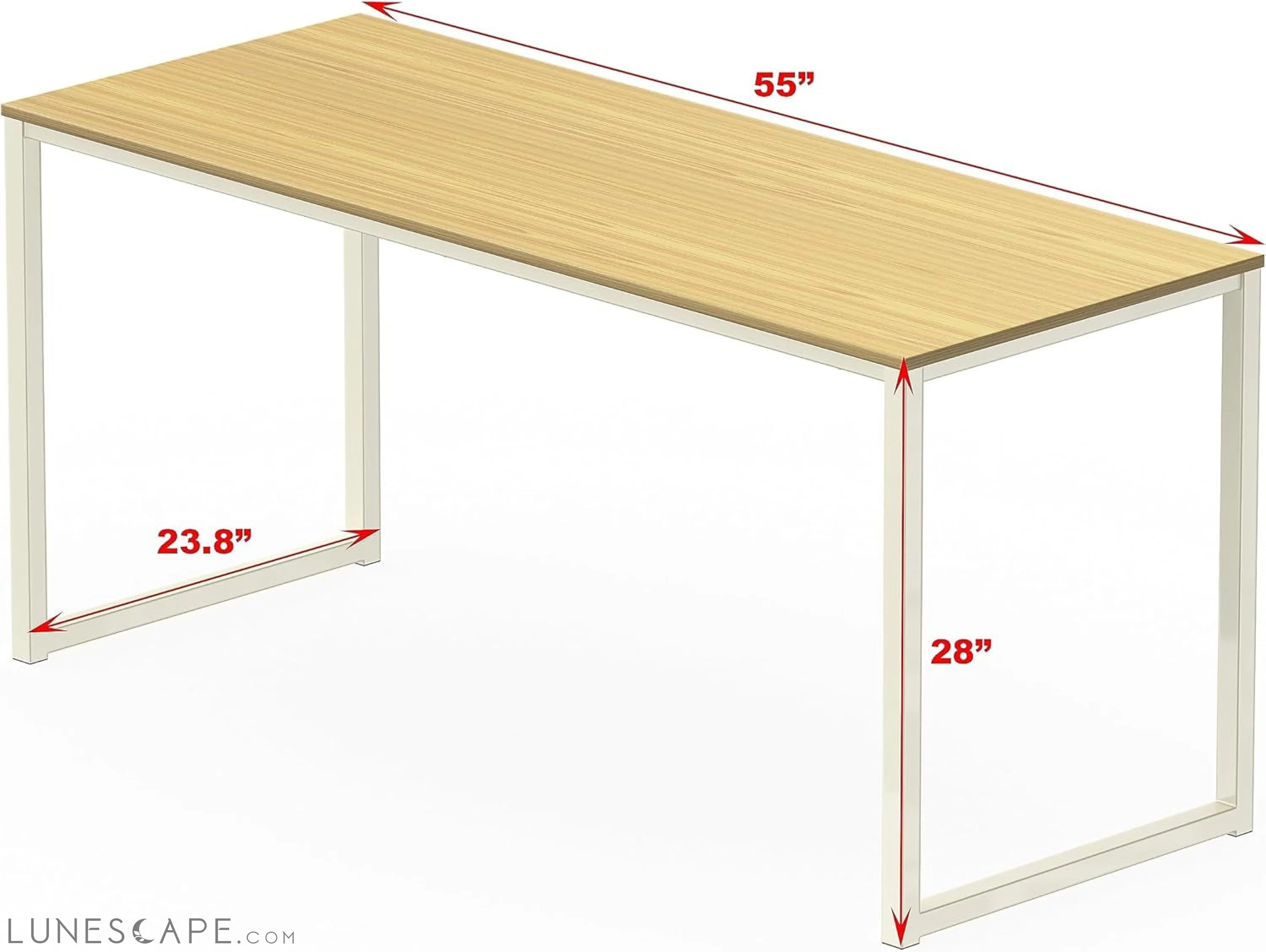 Home Office 55 Inch Computer Desk, 24" Deep, Oak LUNESCAPE