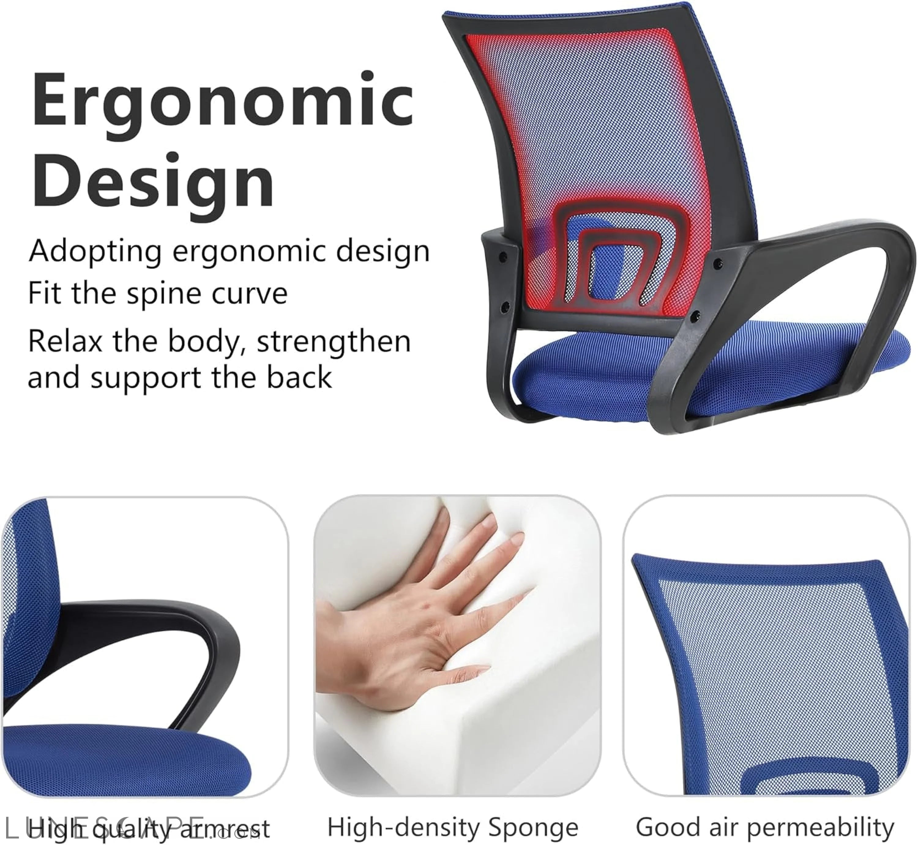 Home Office Chair Ergonomic Desk Chair Mesh Computer Chair with Lumbar LUNESCAPE