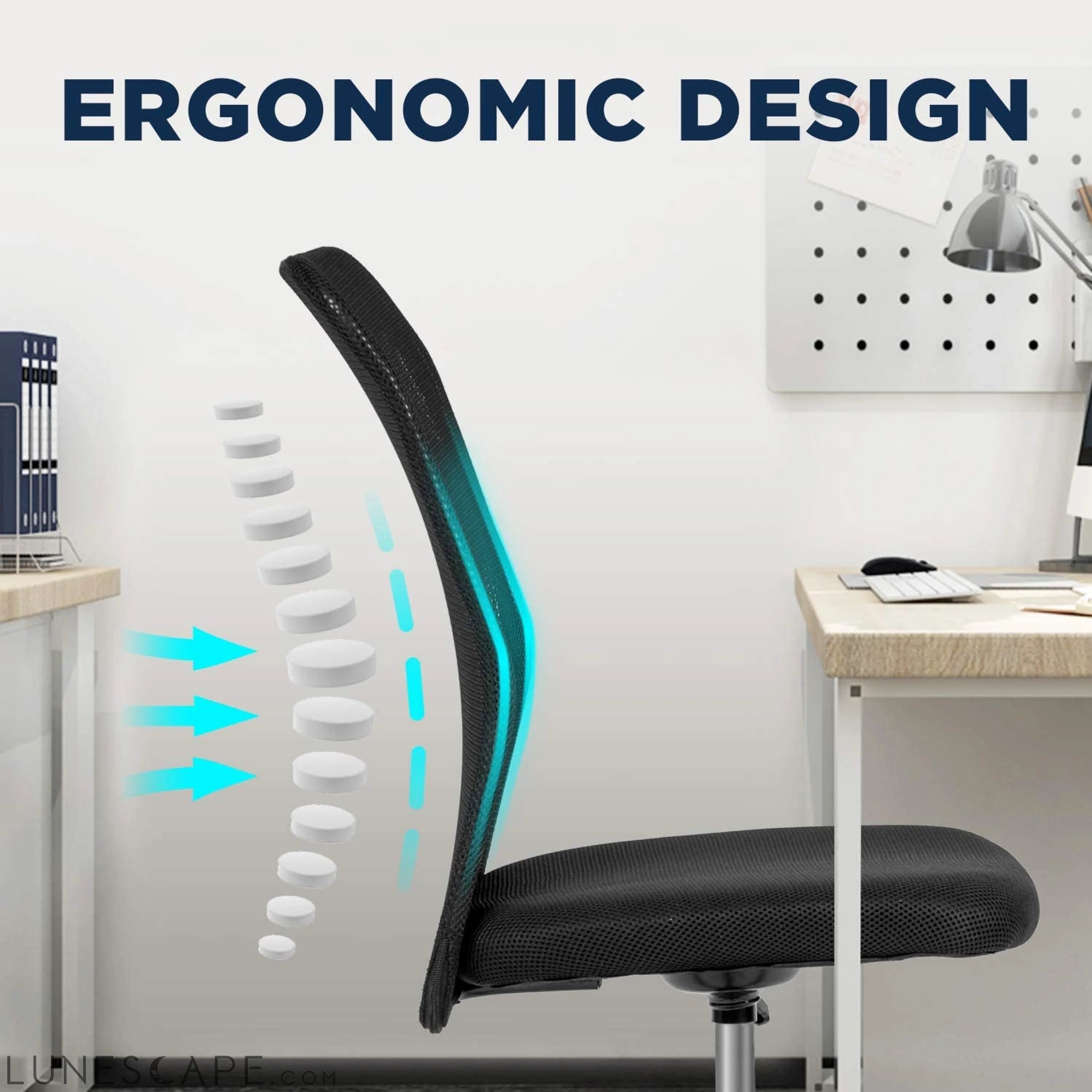 Home Office Chair Mid Back Mesh Desk Chair Armless Computer Chair LUNESCAPE