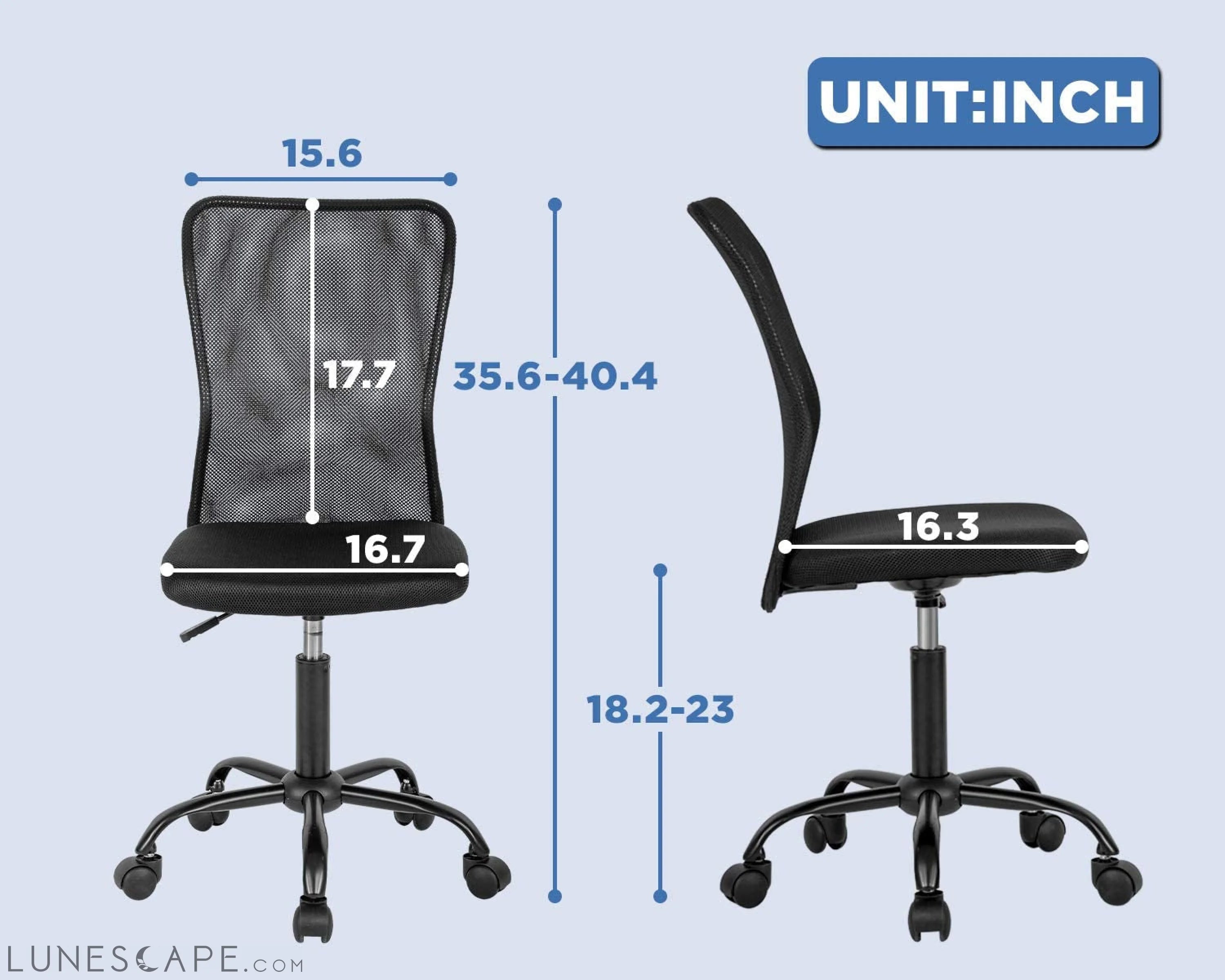 Home Office Chair Mid Back Mesh Desk Chair Armless Computer Chair LUNESCAPE