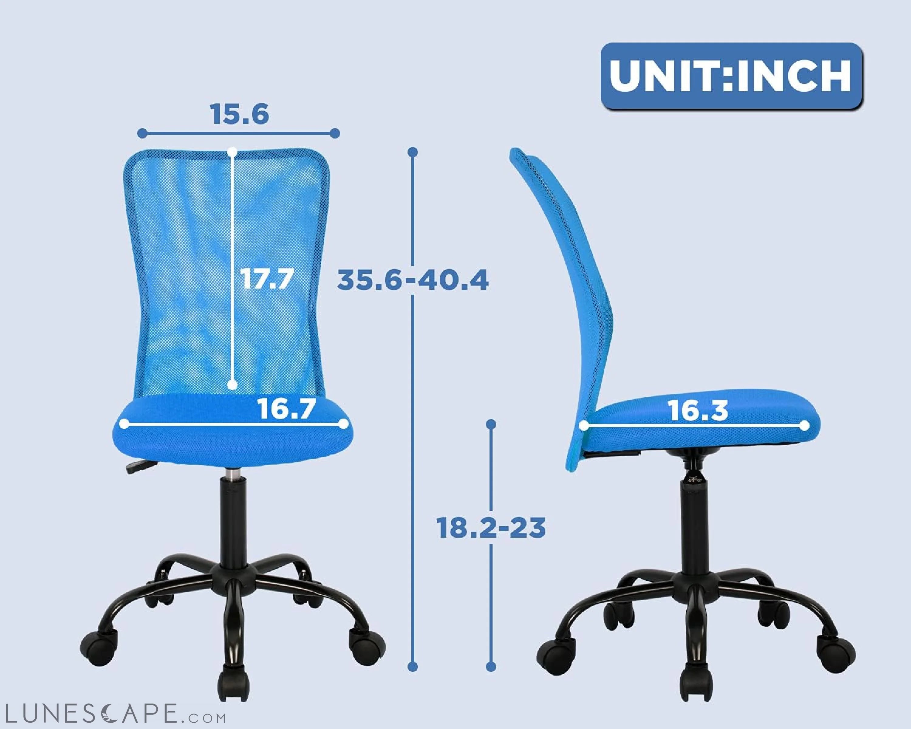 Home Office Chair Mid Back Mesh Desk Chair Armless Computer Chair LUNESCAPE